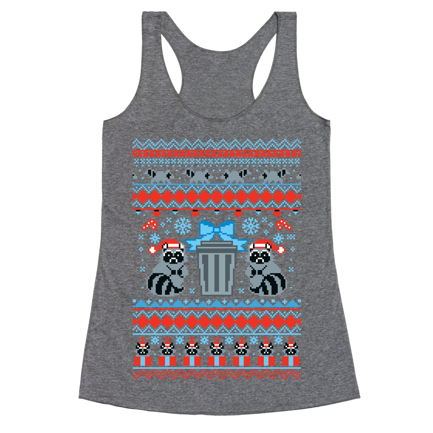 Raccoon Ugly Christmas Sweater Racerback Tank