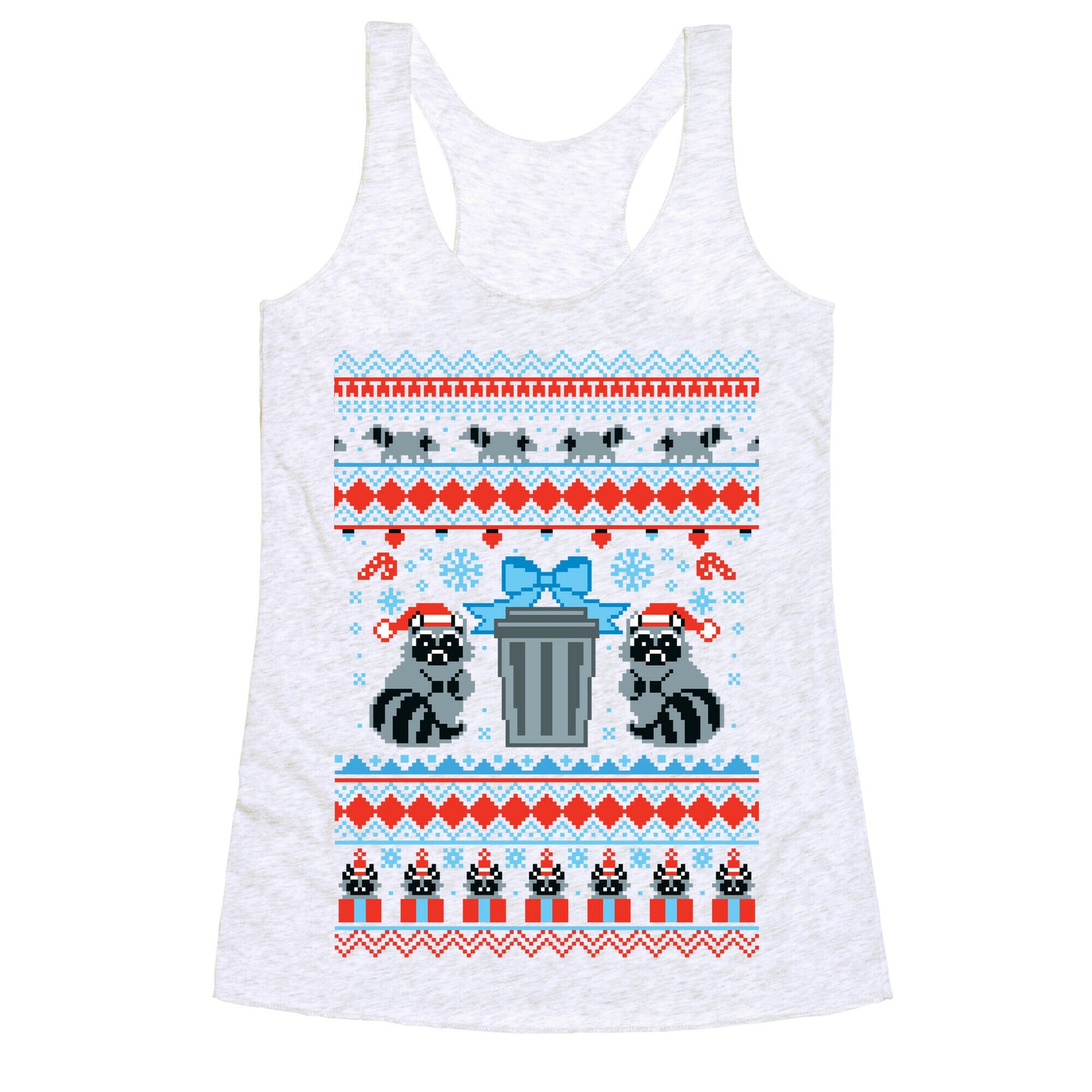 Raccoon Ugly Christmas Sweater Racerback Tank
