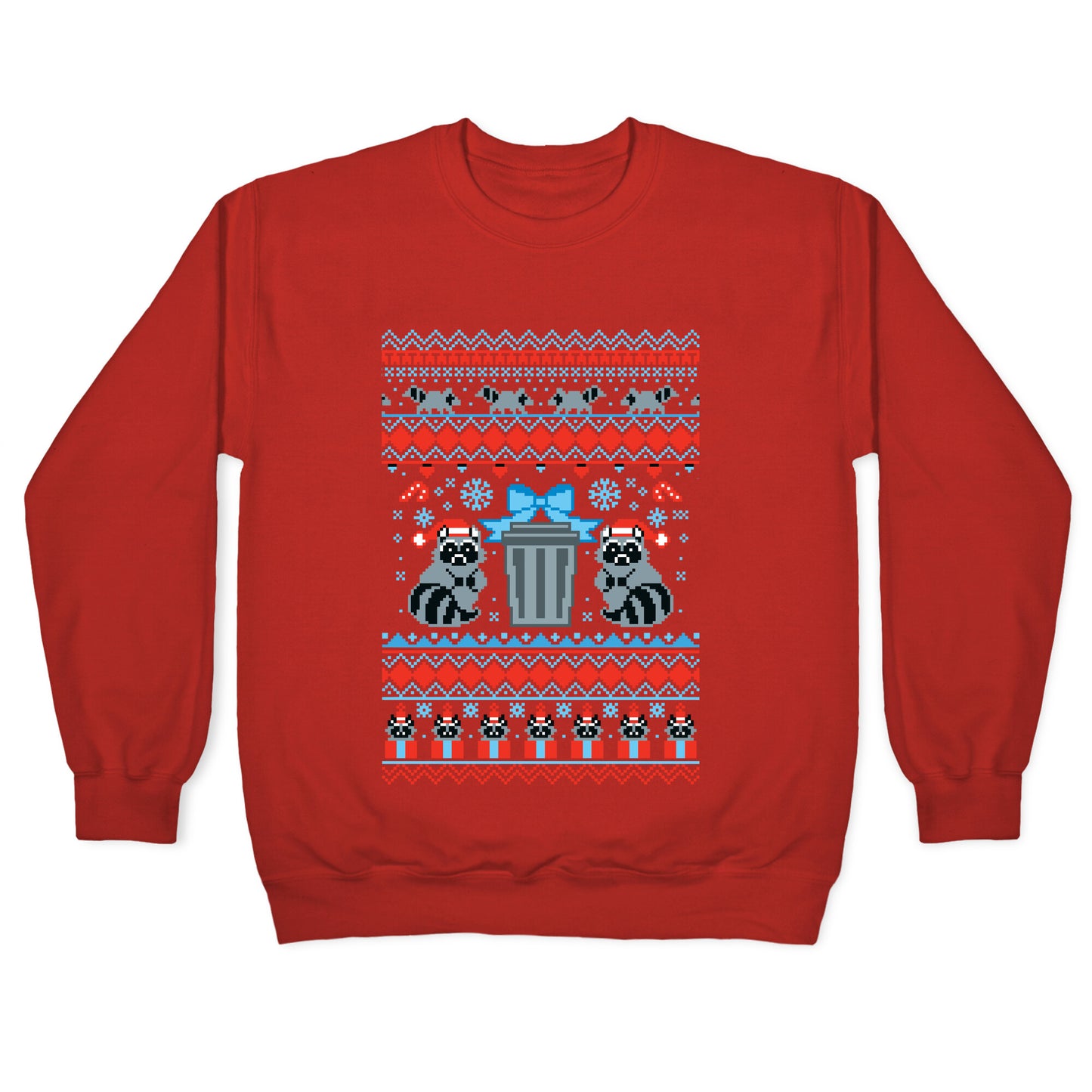 Raccoon Ugly Christmas Sweater Crewneck Sweatshirt