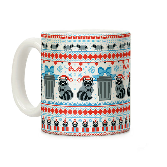 Raccoon Ugly Christmas Sweater Coffee Mug