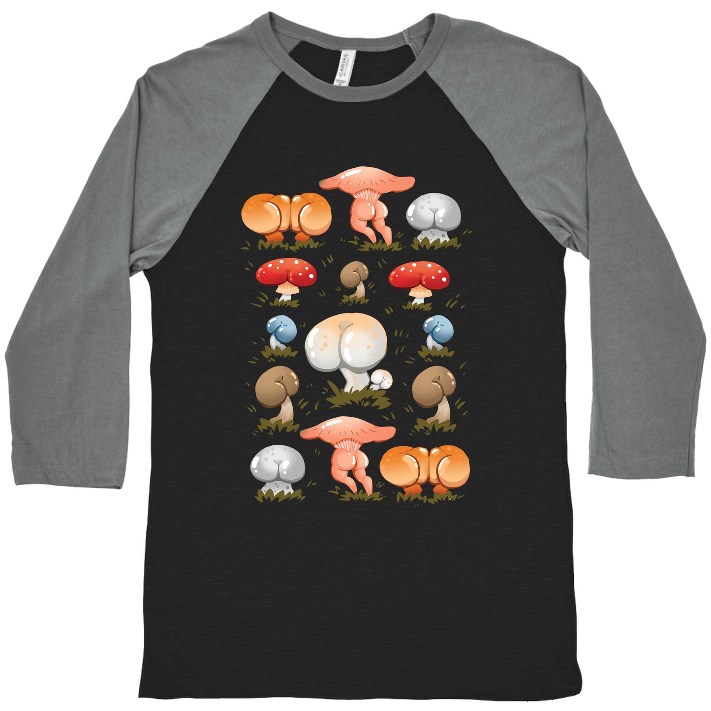 Butt Mushroom Pattern Baseball Tee