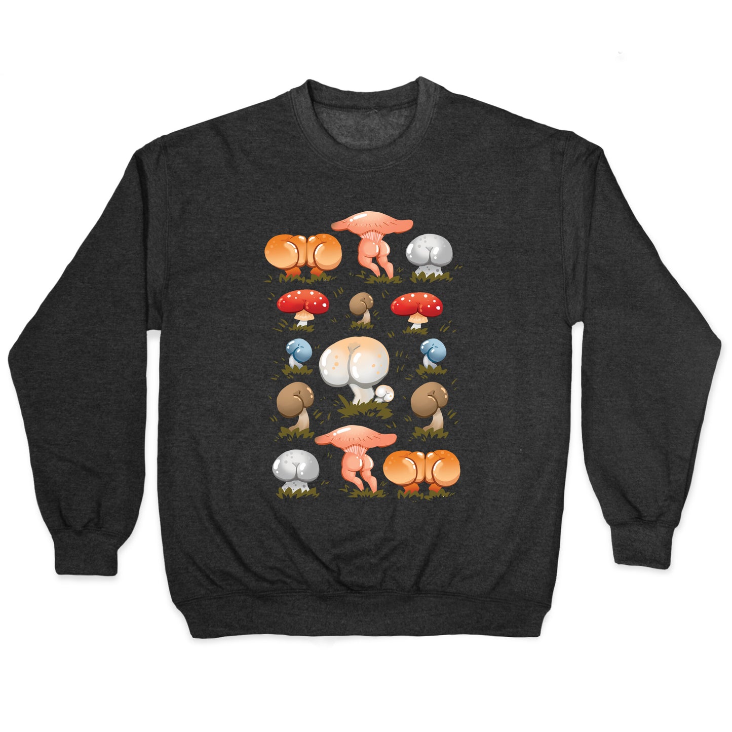 Butt Mushroom Pattern Crewneck Sweatshirt