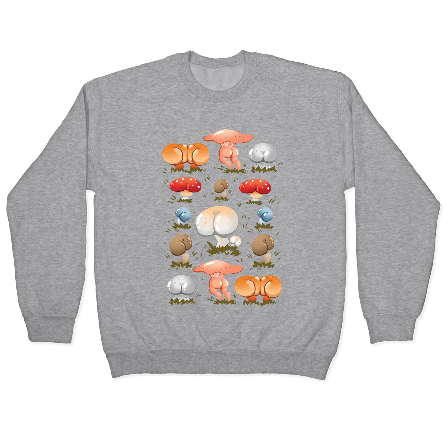 Butt Mushroom Pattern Crewneck Sweatshirt