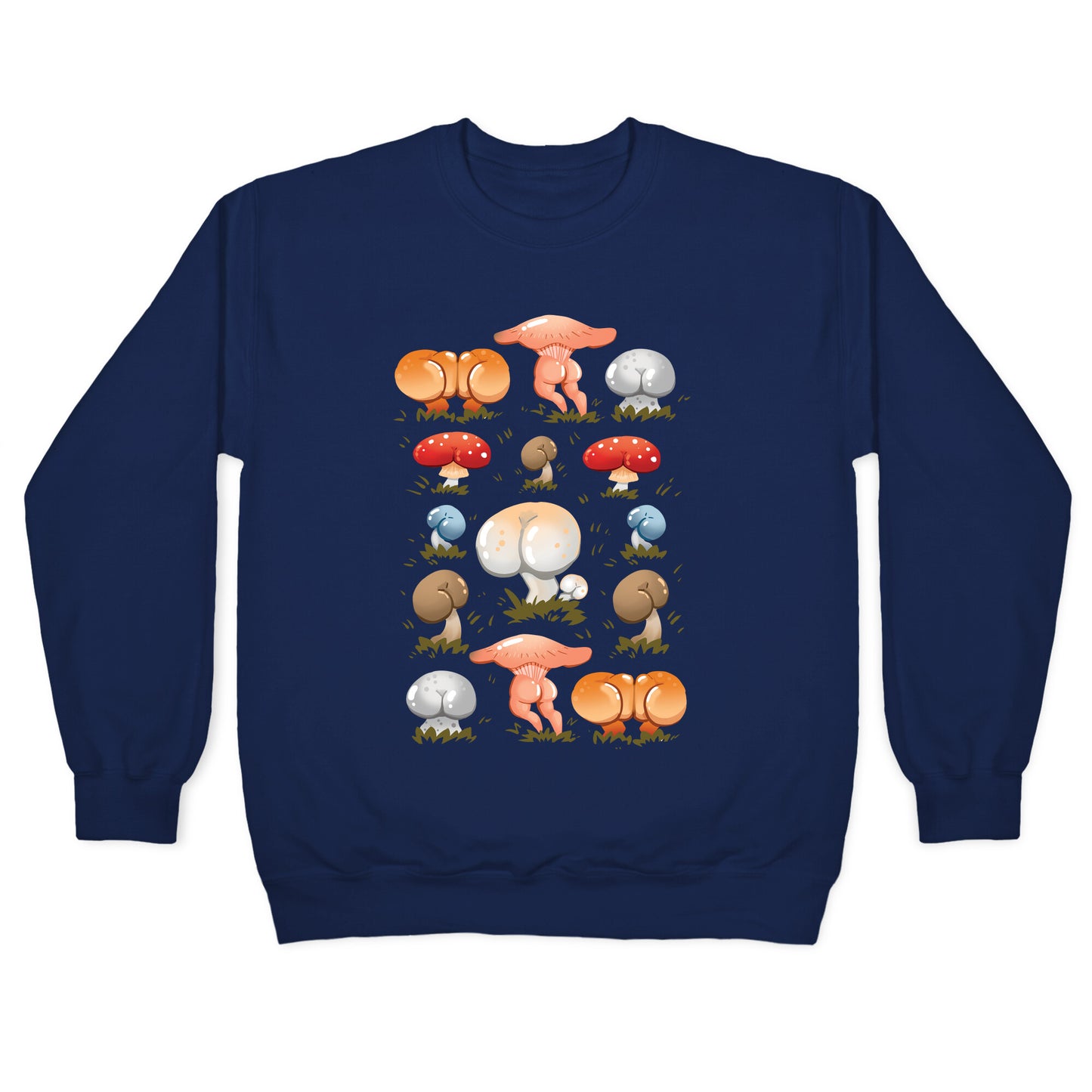 Butt Mushroom Pattern Crewneck Sweatshirt