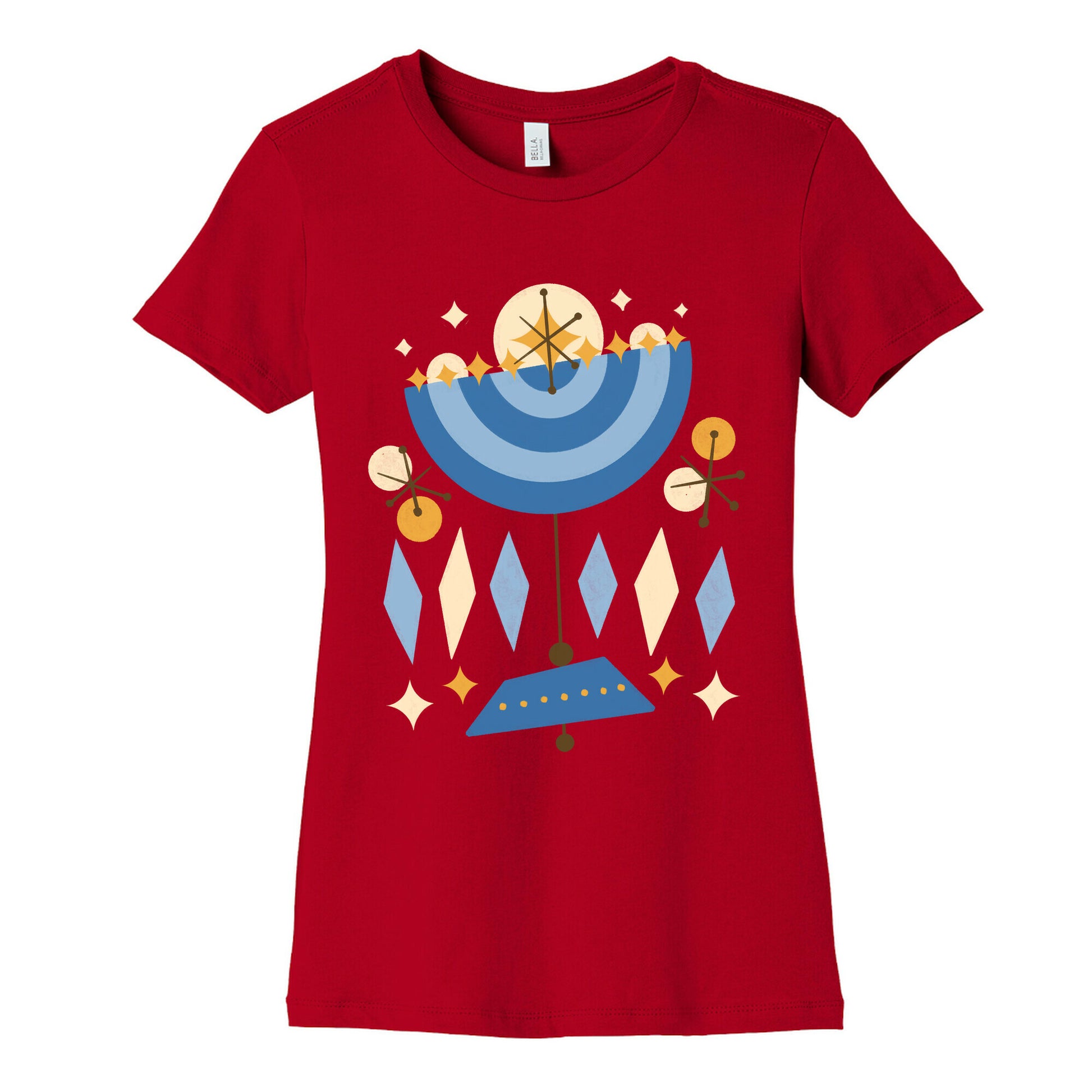 Mid-Century Modern Menorah (Hanukkah) Women's Cotton Tee