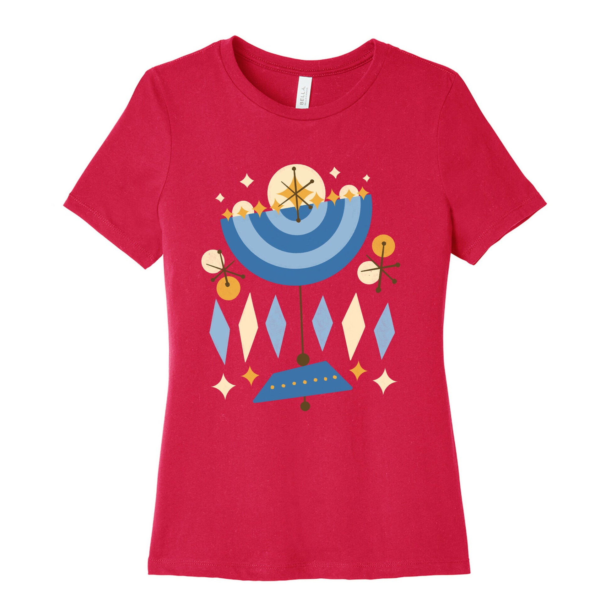 Mid-Century Modern Menorah (Hanukkah) Women's Cotton Tee