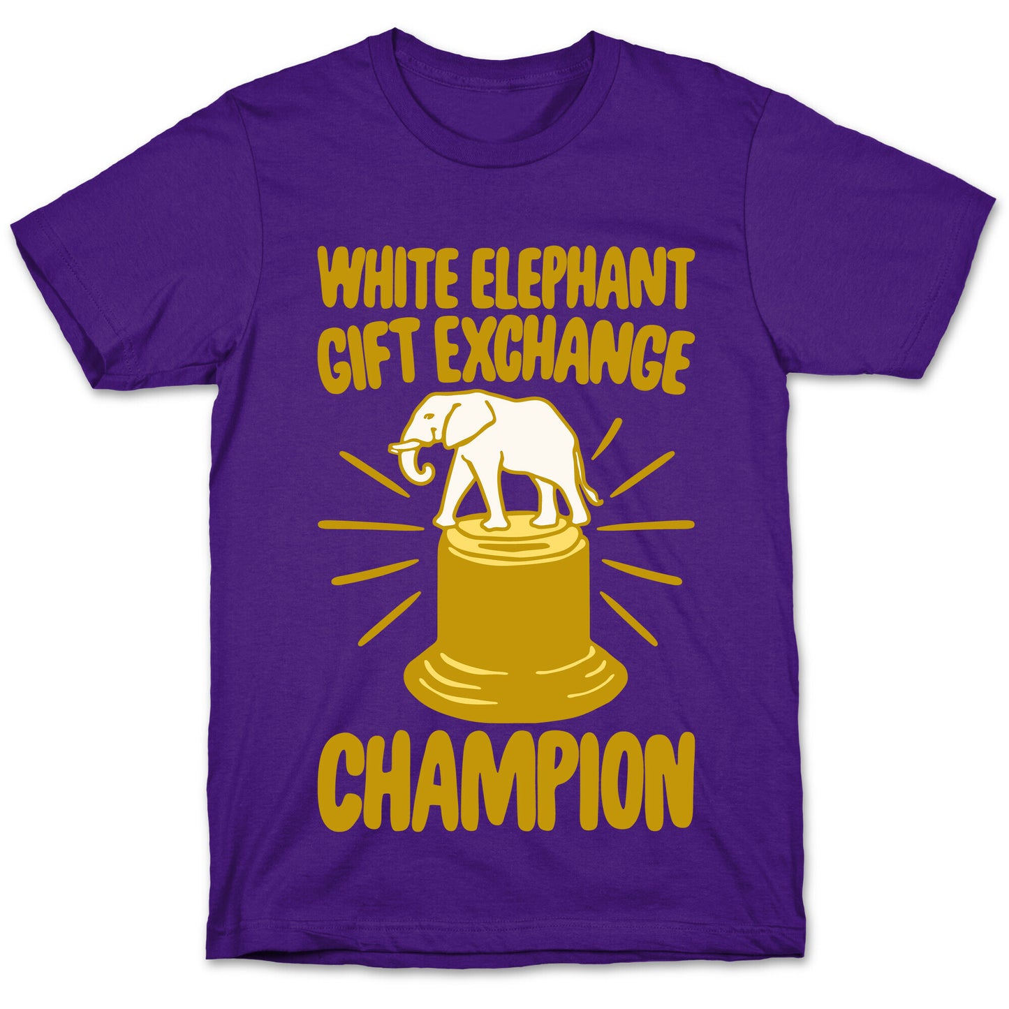 White Elephant Gift Exchange Champion White Print T-Shirt