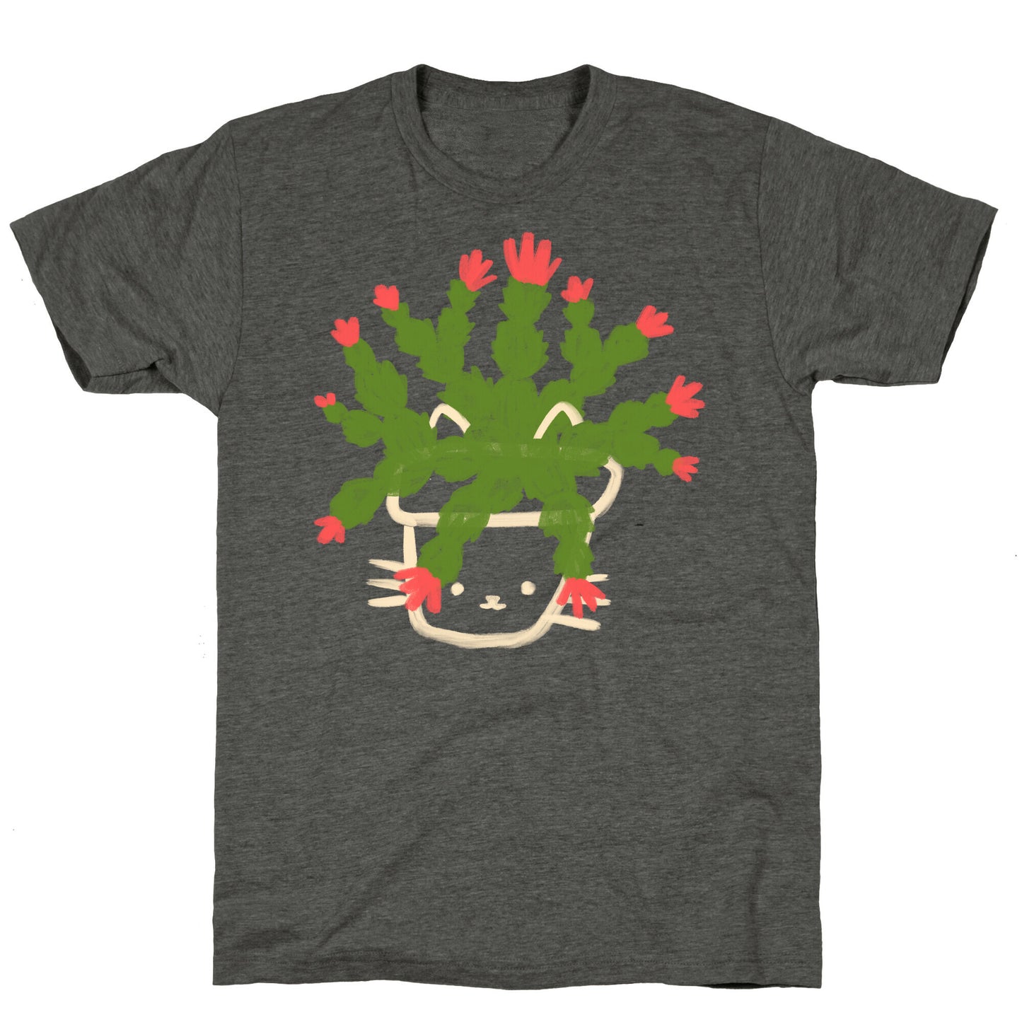 Christmas Cactus Cat Unisex Triblend Tee