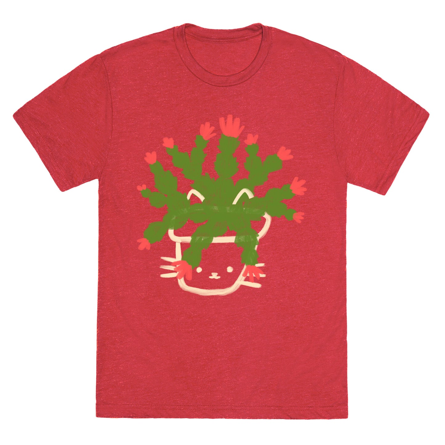 Christmas Cactus Cat Unisex Triblend Tee