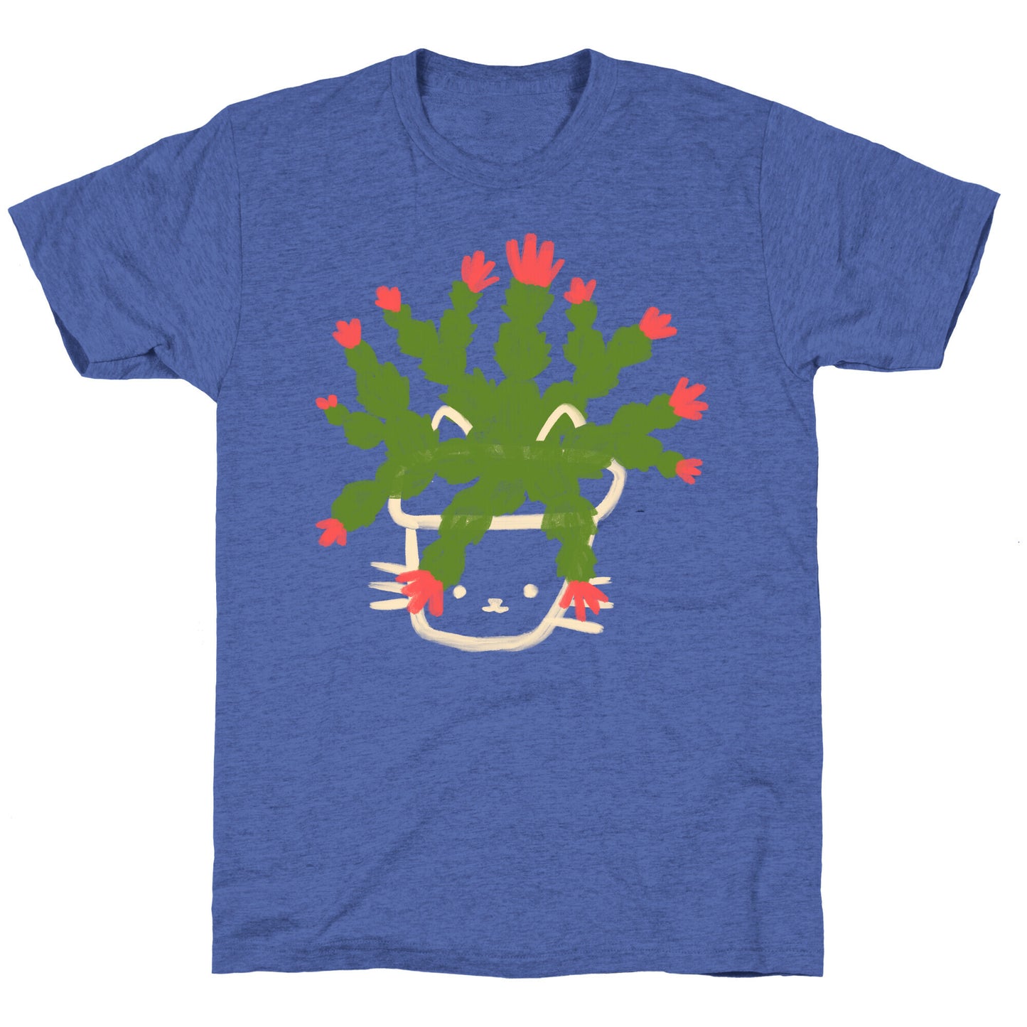 Christmas Cactus Cat Unisex Triblend Tee