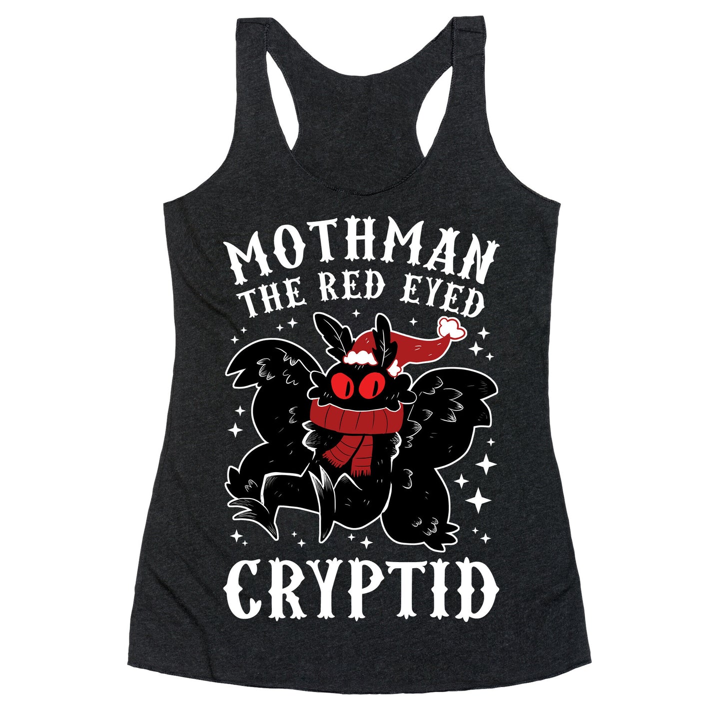 Mothman The Red Eyed Cryptid Racerback Tank