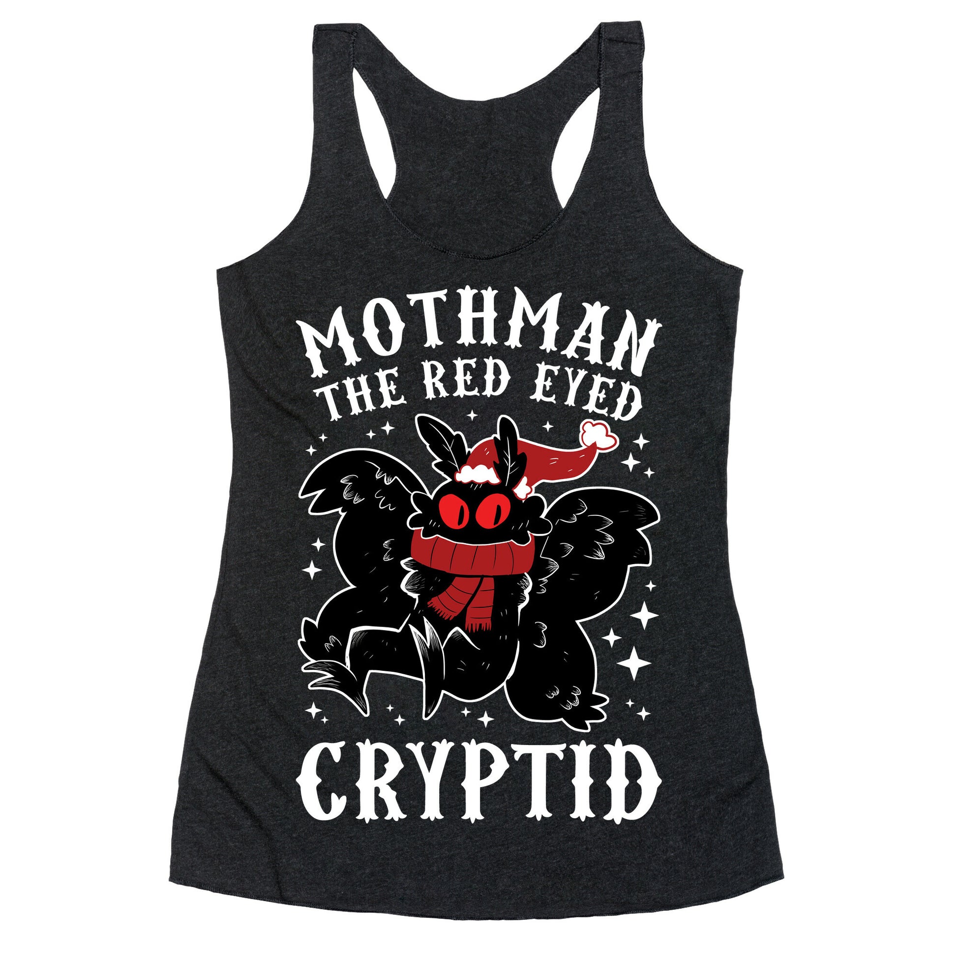 Mothman The Red Eyed Cryptid Racerback Tank