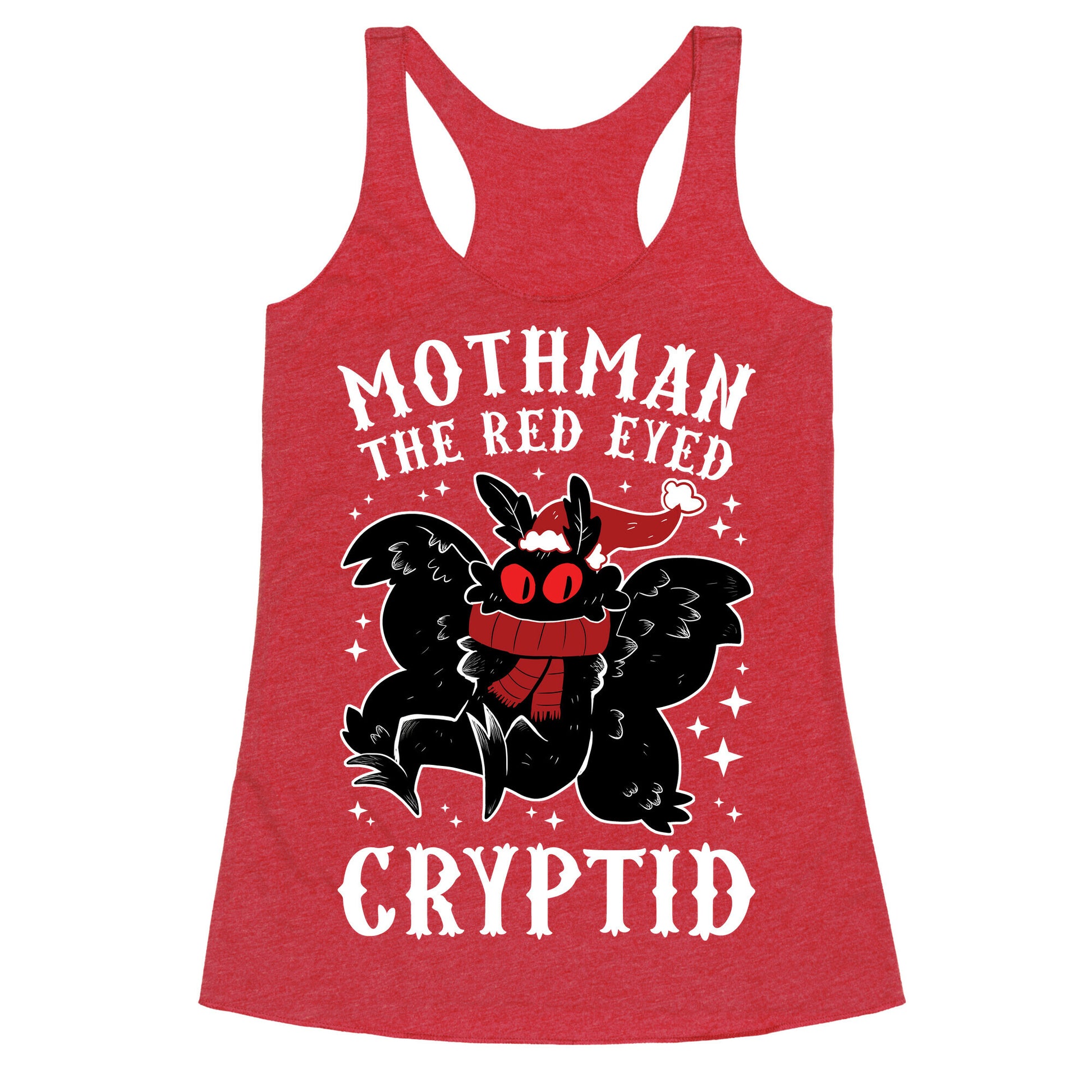 Mothman The Red Eyed Cryptid Racerback Tank