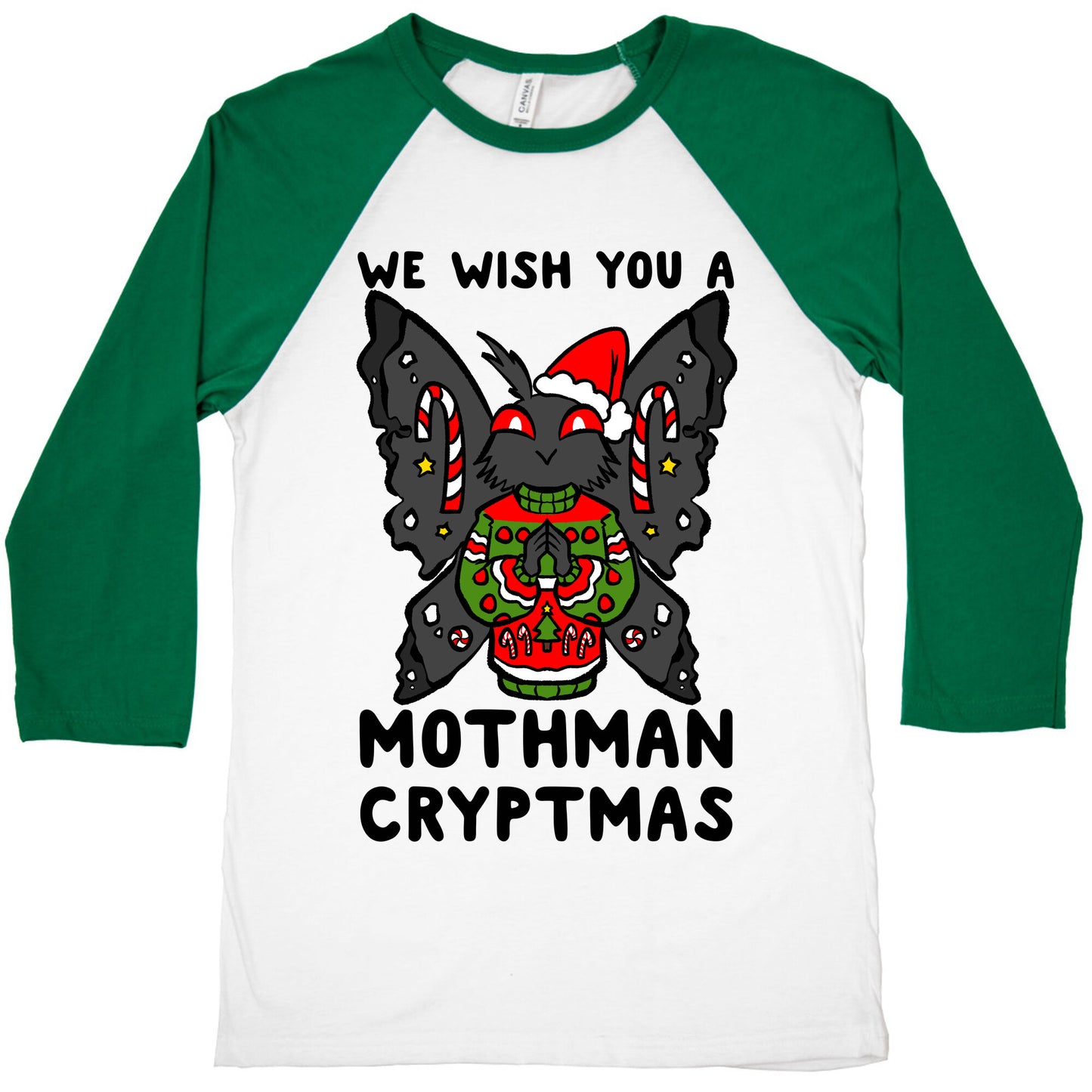We Wish You A Mothman Cryptmas Baseball Tee