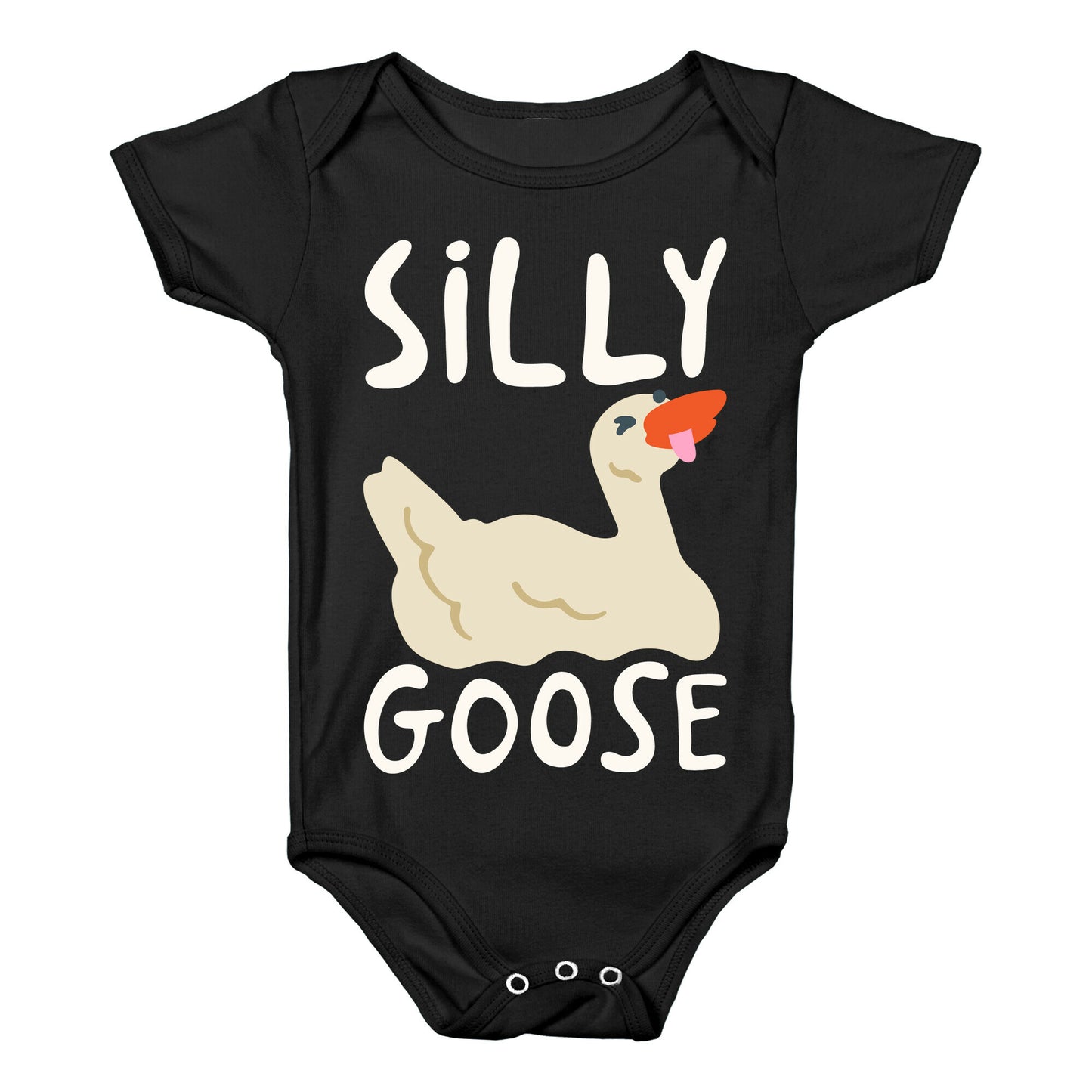 Silly Goose White Print Baby One Piece