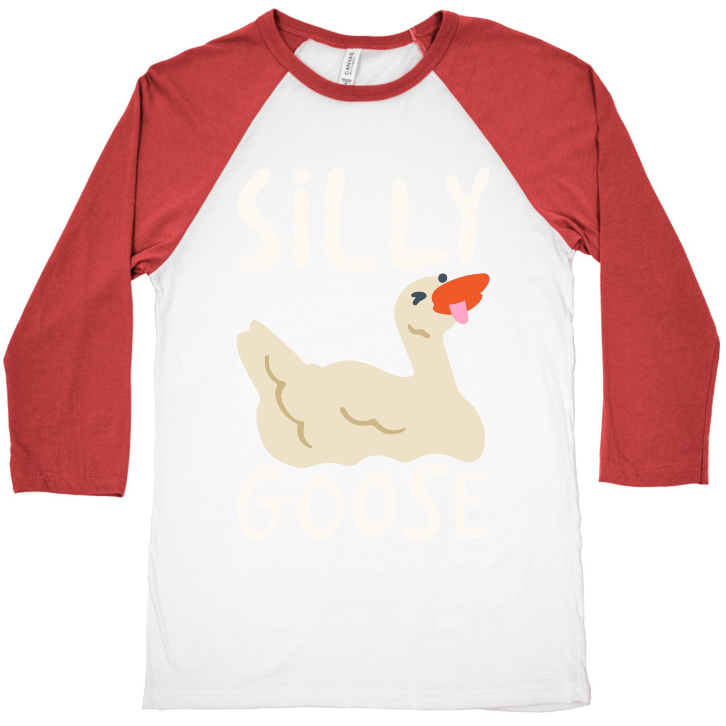 Silly Goose White Print Baseball Tee
