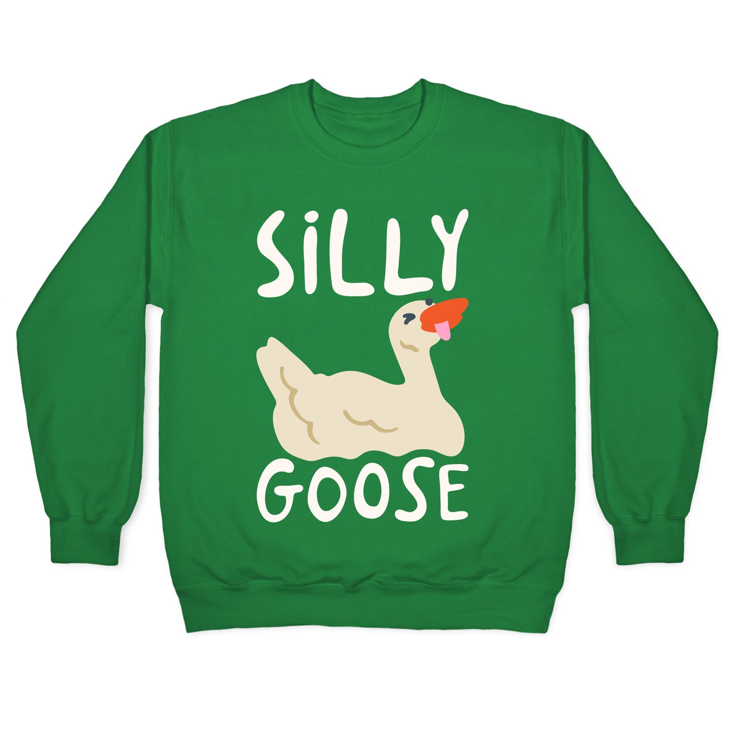 Silly Goose White Print Crewneck Sweatshirt