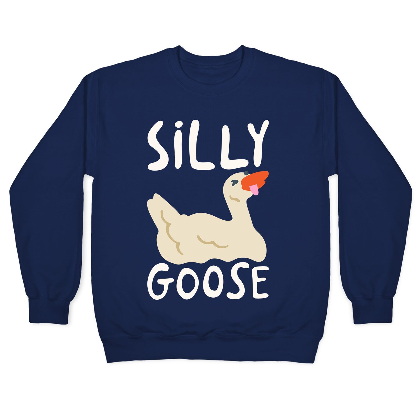 Silly Goose White Print Crewneck Sweatshirt
