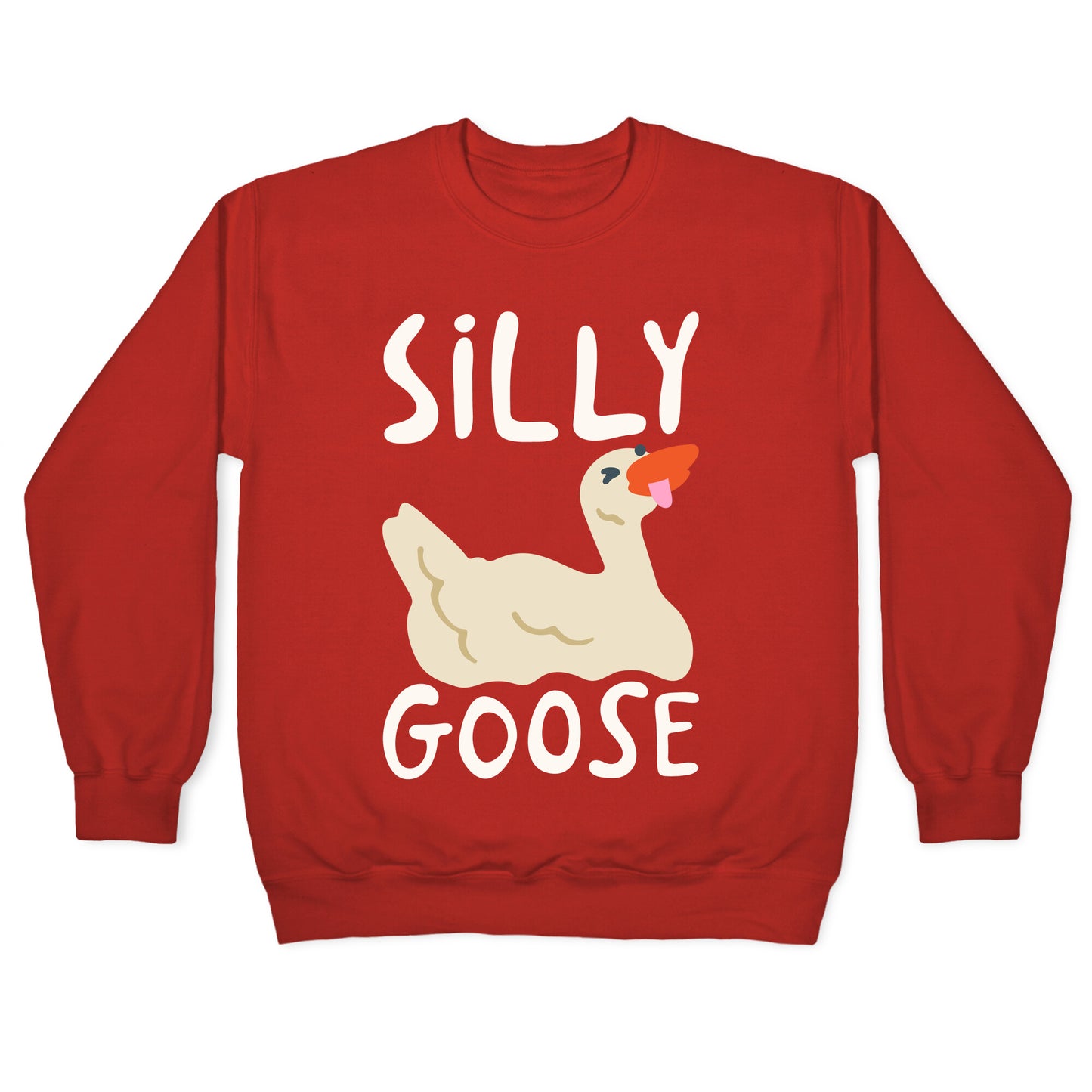 Silly Goose White Print Crewneck Sweatshirt