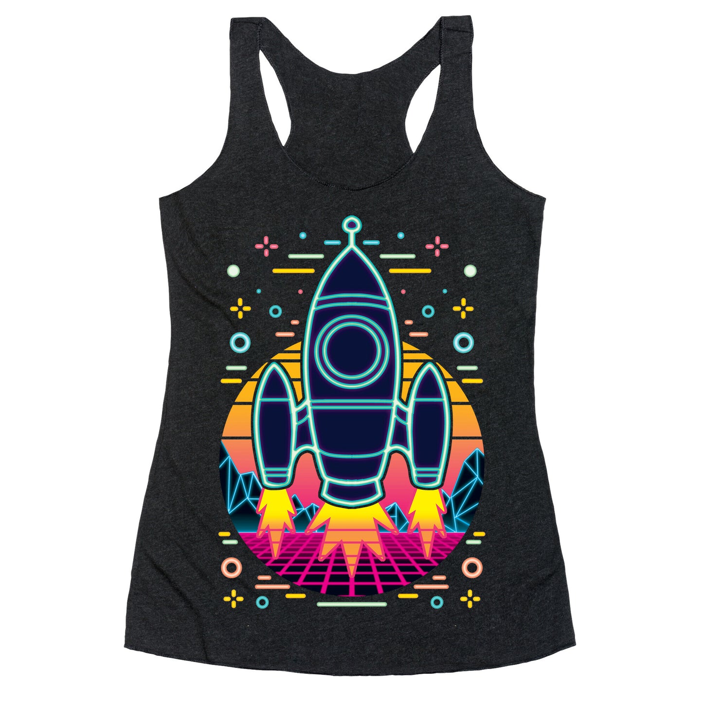 Synthwave Space Exploration Racerback Tank