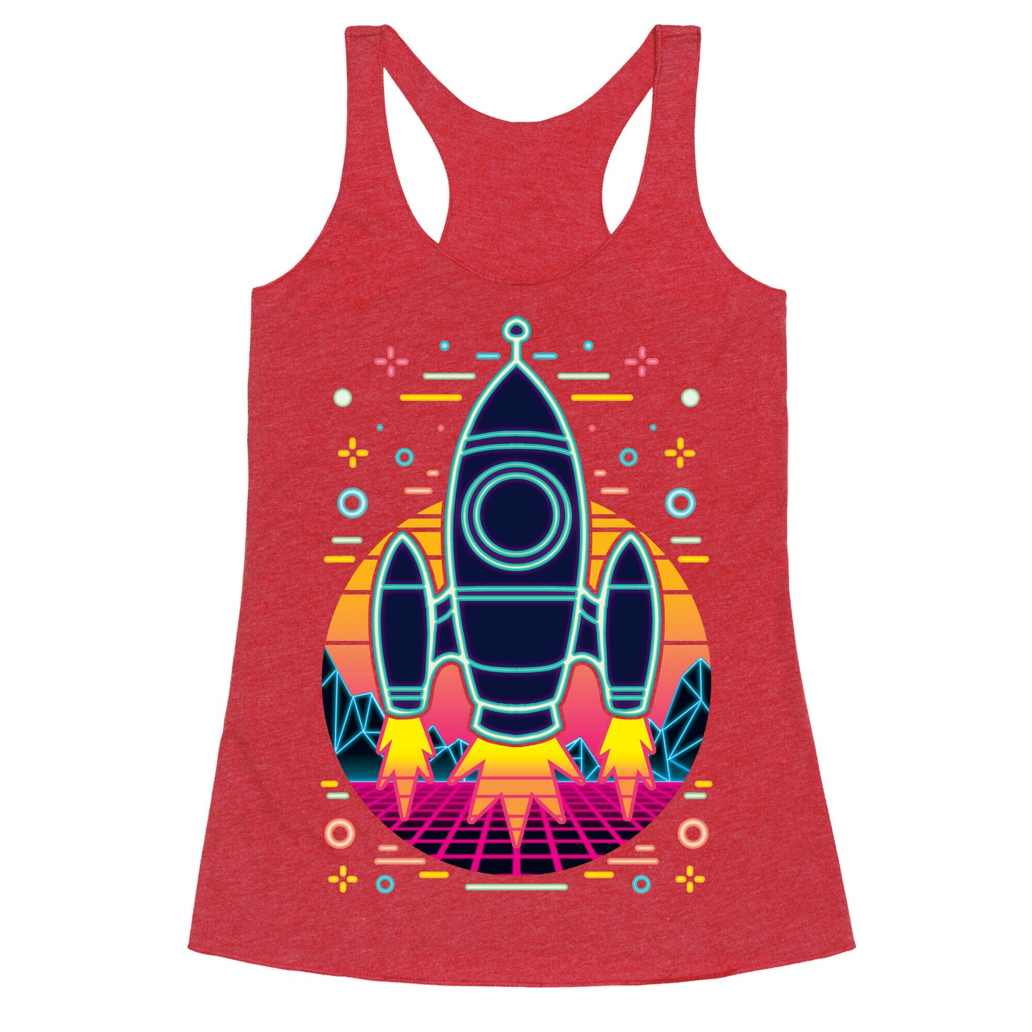 Synthwave Space Exploration Racerback Tank