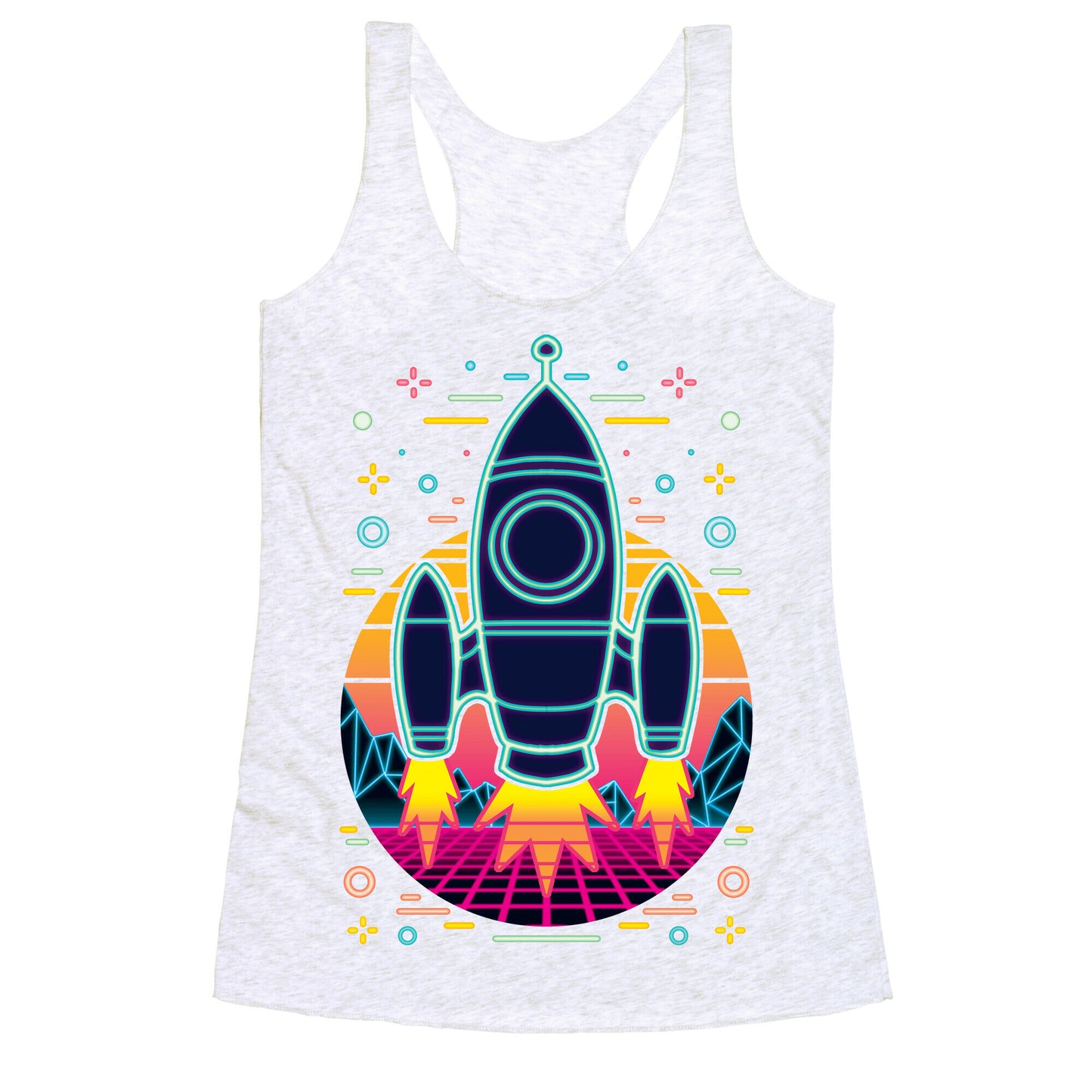 Synthwave Space Exploration Racerback Tank