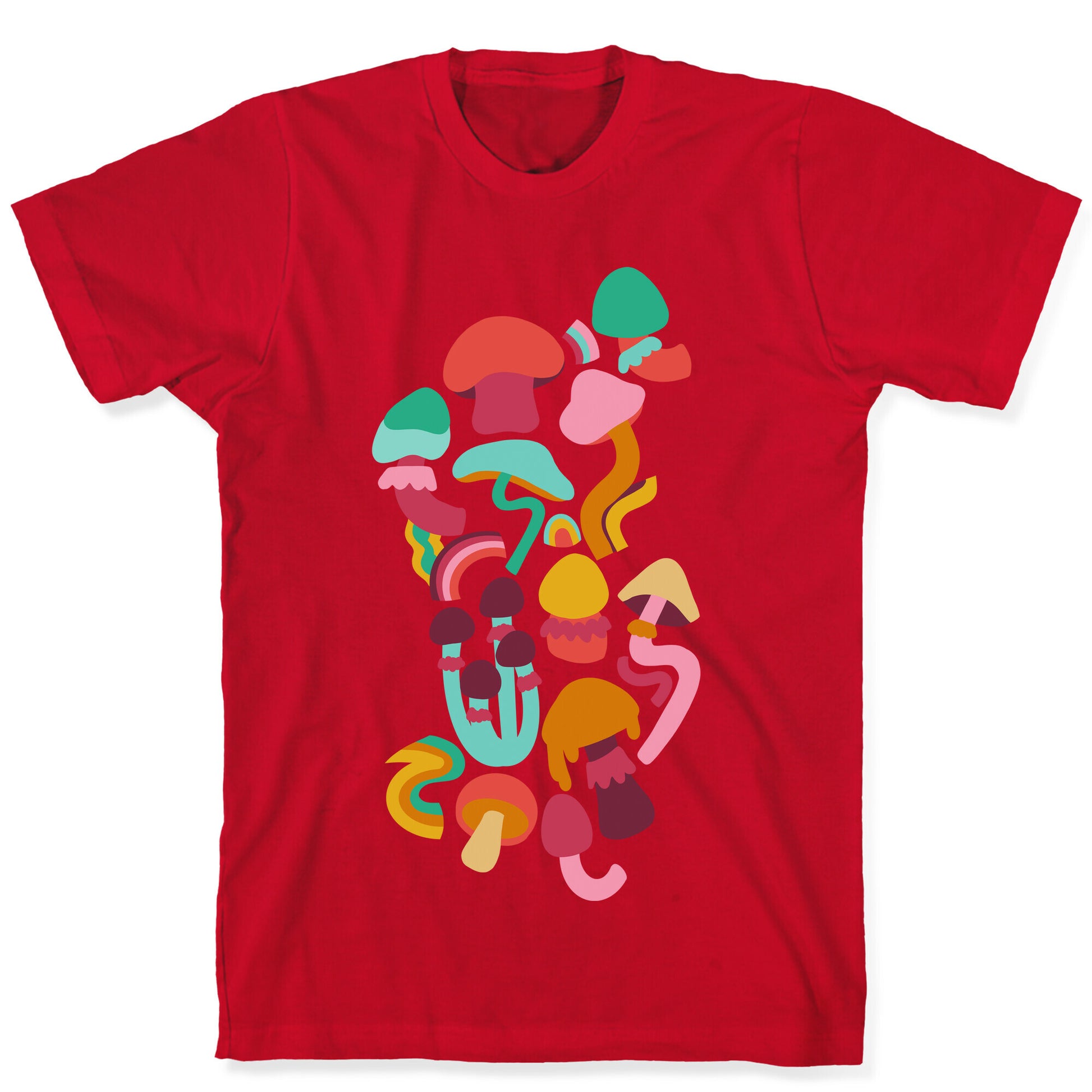 Retro Groovy Mushroom Pattern T-Shirt