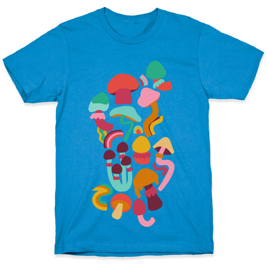 Retro Groovy Mushroom Pattern T-Shirt