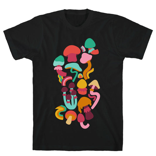 Retro Groovy Mushroom Pattern T-Shirt