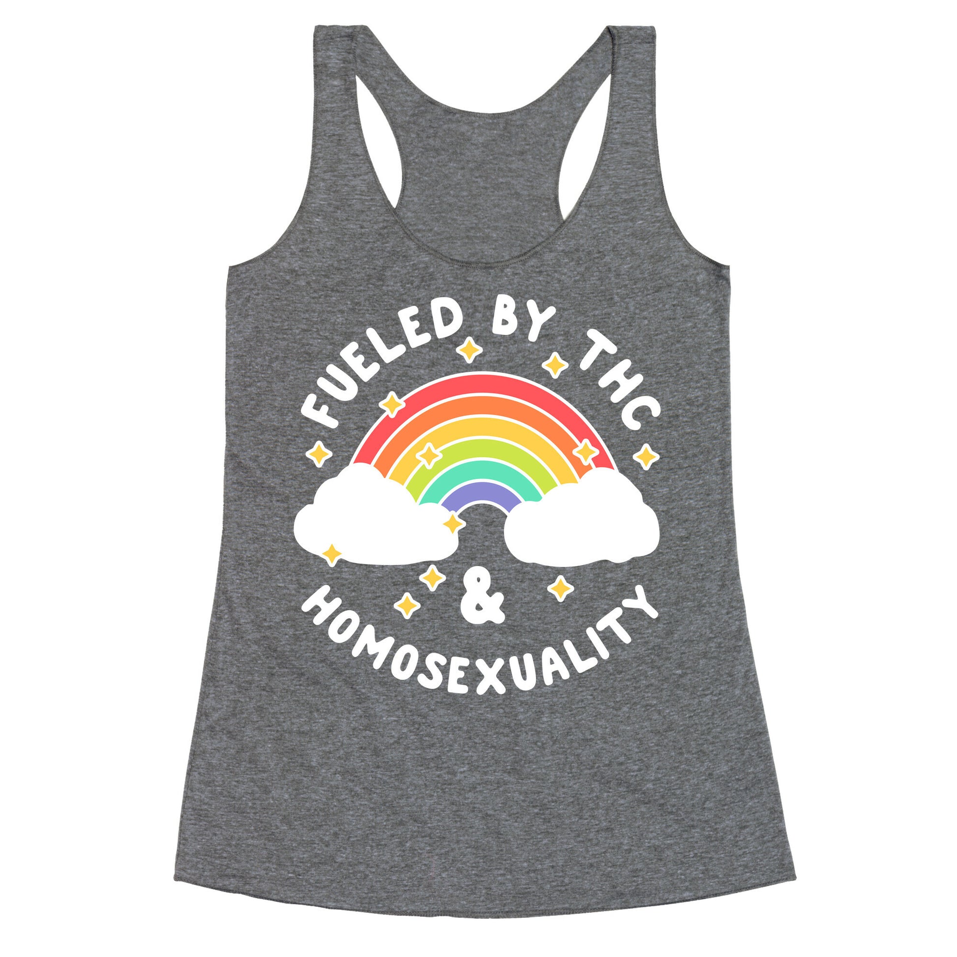 Fueled By THC & Homosexuality Racerback Tank