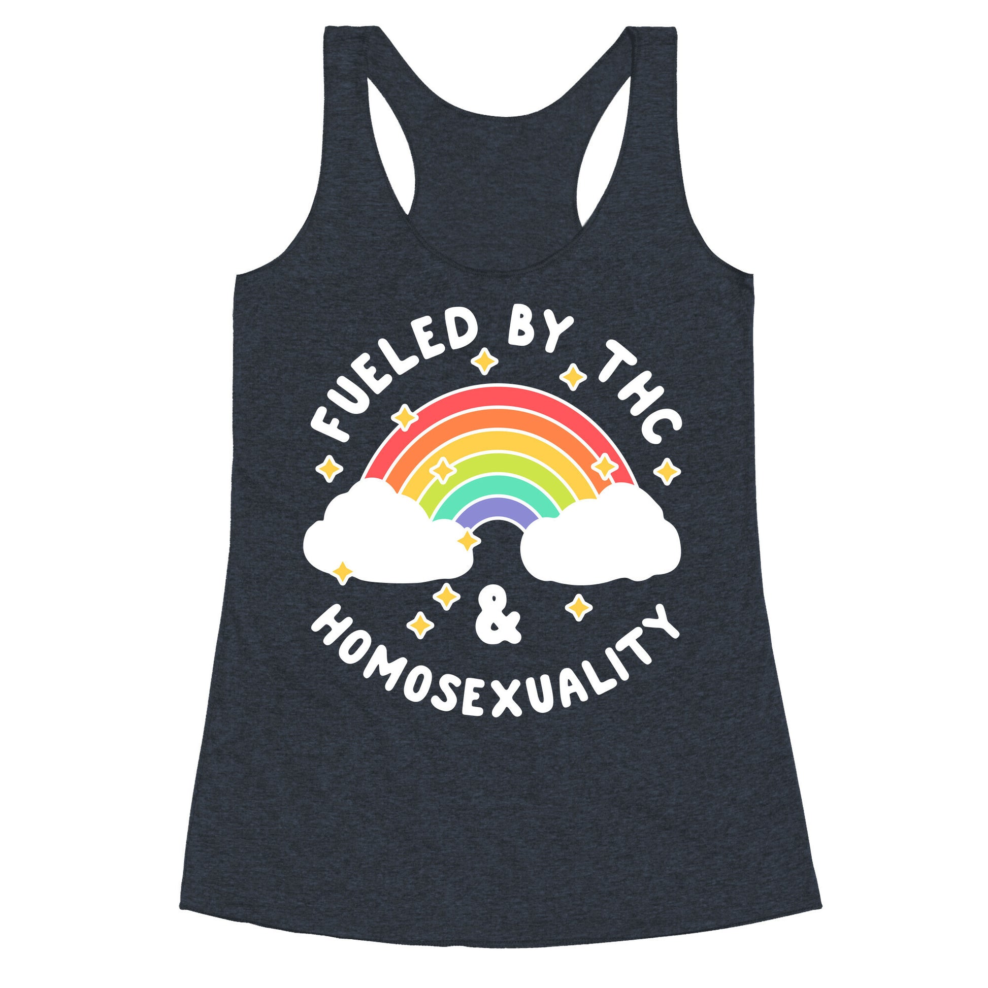 Fueled By THC & Homosexuality Racerback Tank