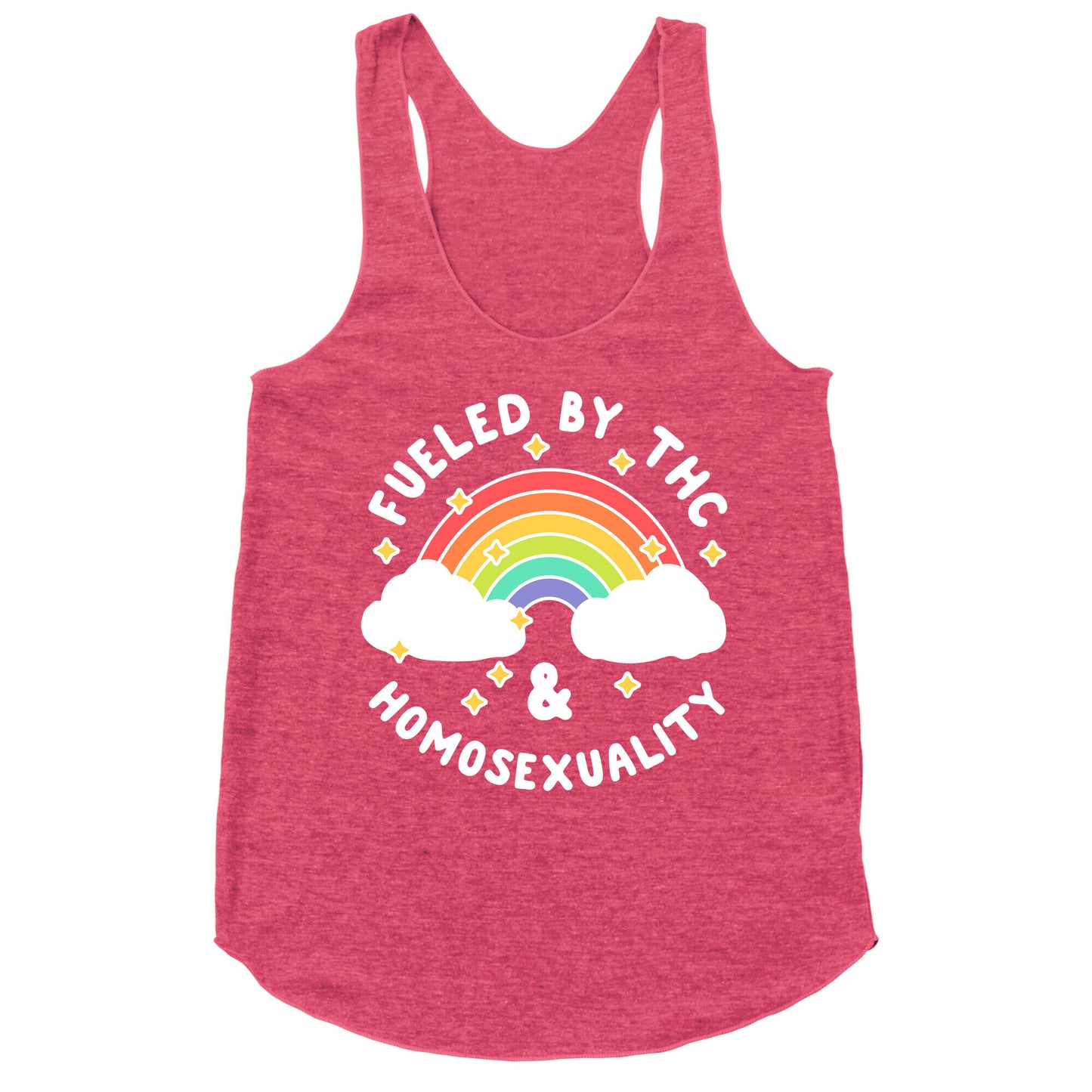 Fueled By THC & Homosexuality Racerback Tank