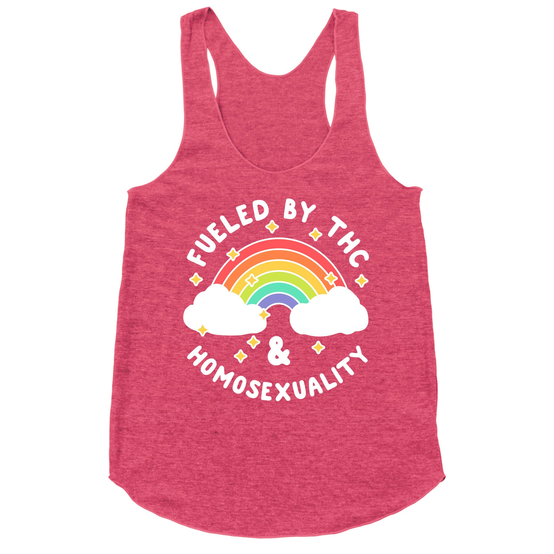 Fueled By THC & Homosexuality Racerback Tank