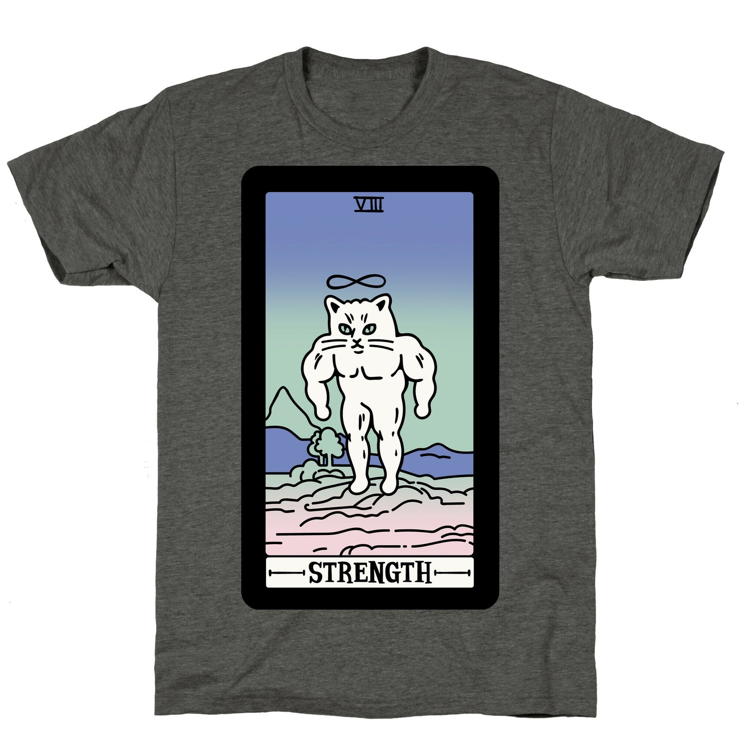 Strength Cat Meme Tarot Card Unisex Triblend Tee