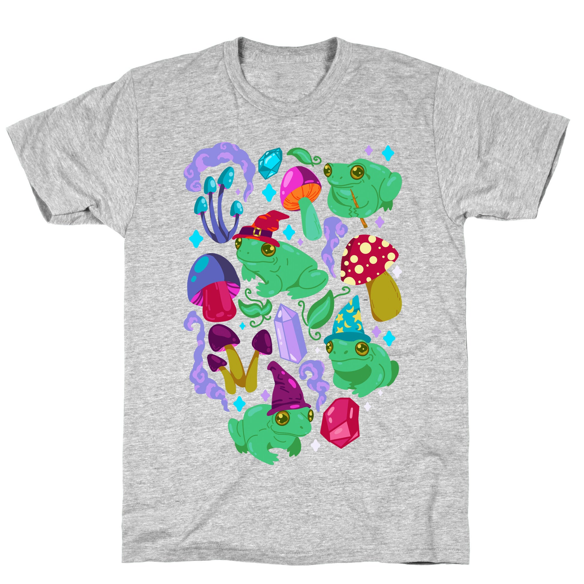 Magical Mushroom Frogs Pattern T-Shirt