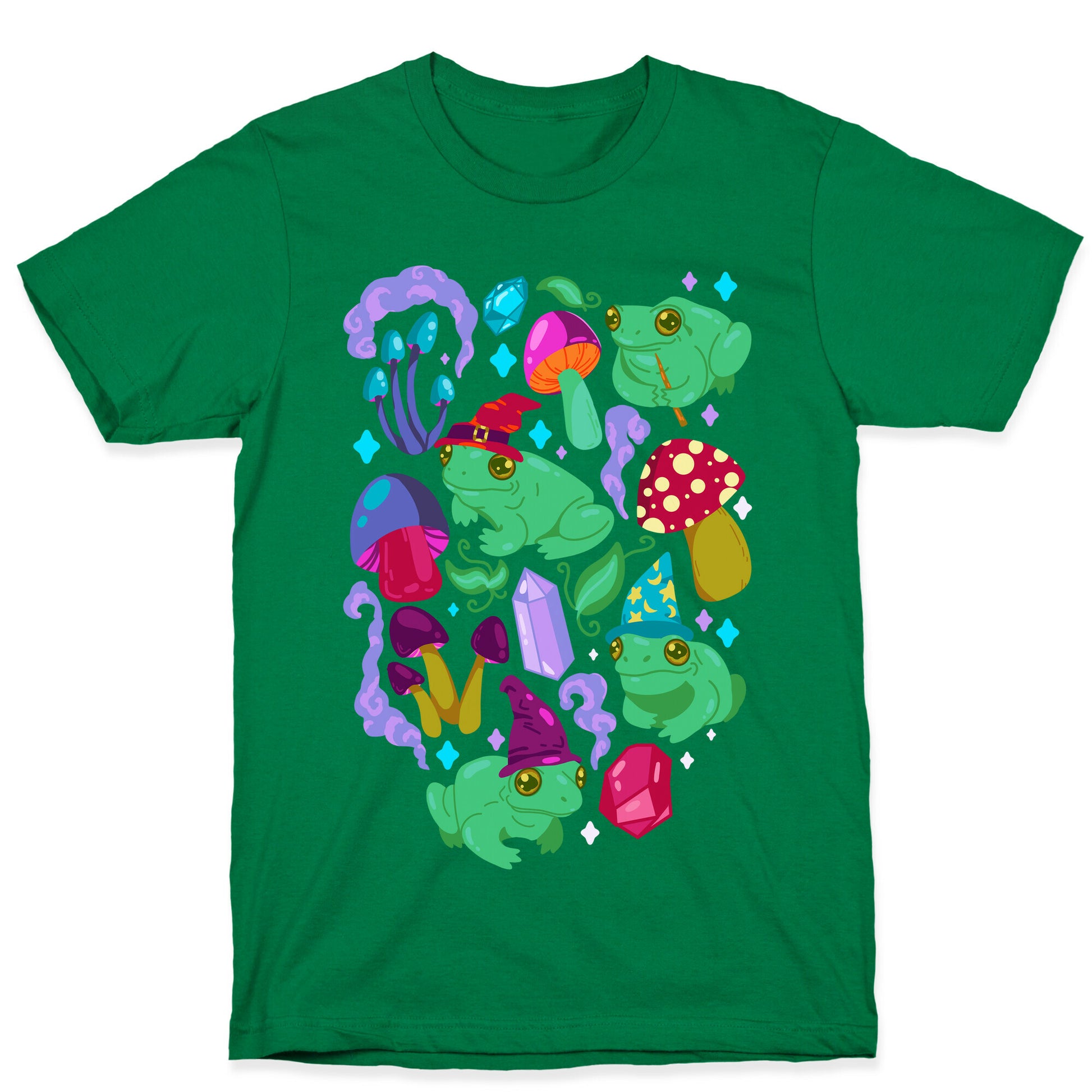 Magical Mushroom Frogs Pattern T-Shirt
