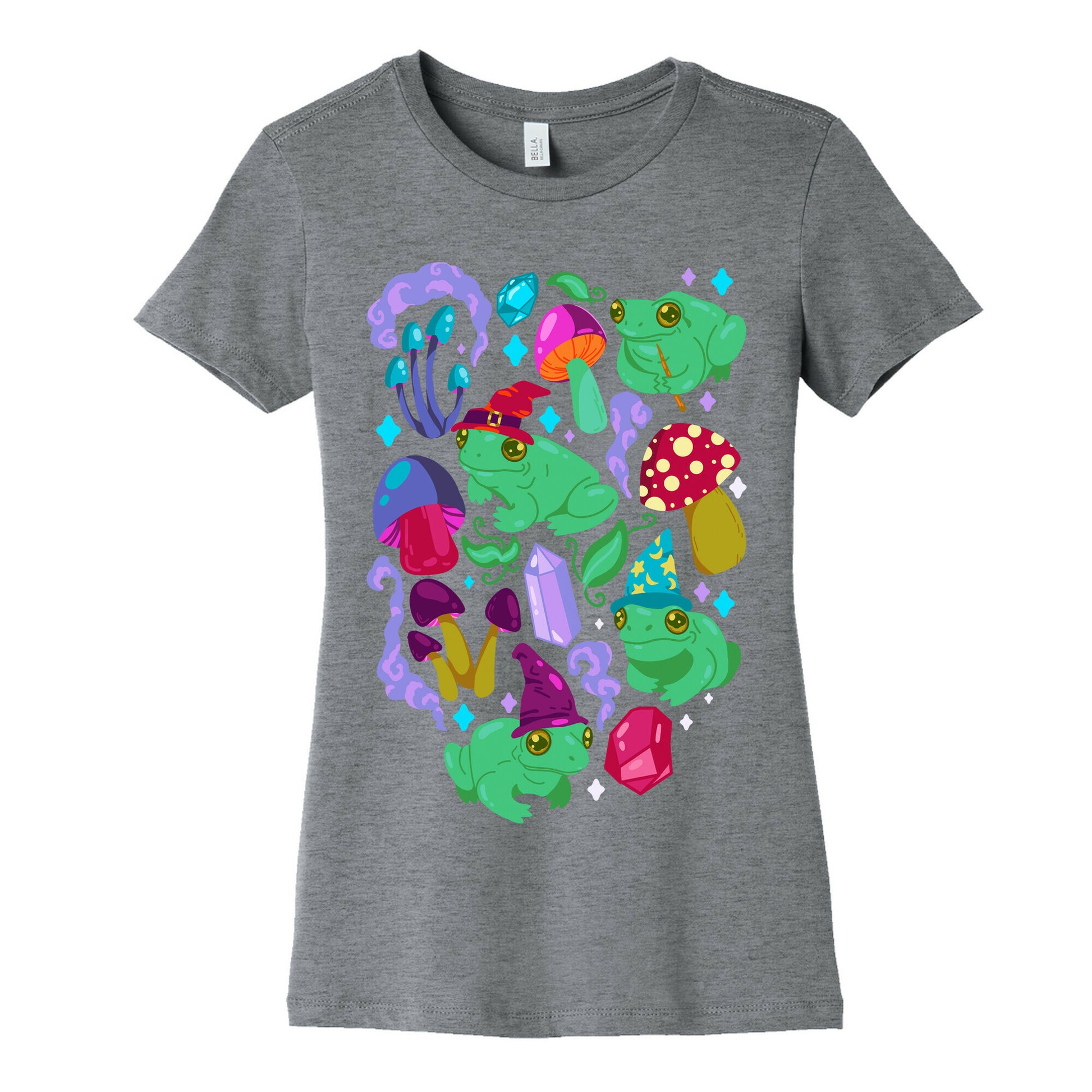 Magical Mushroom Frogs Pattern Women's Cotton Tee
