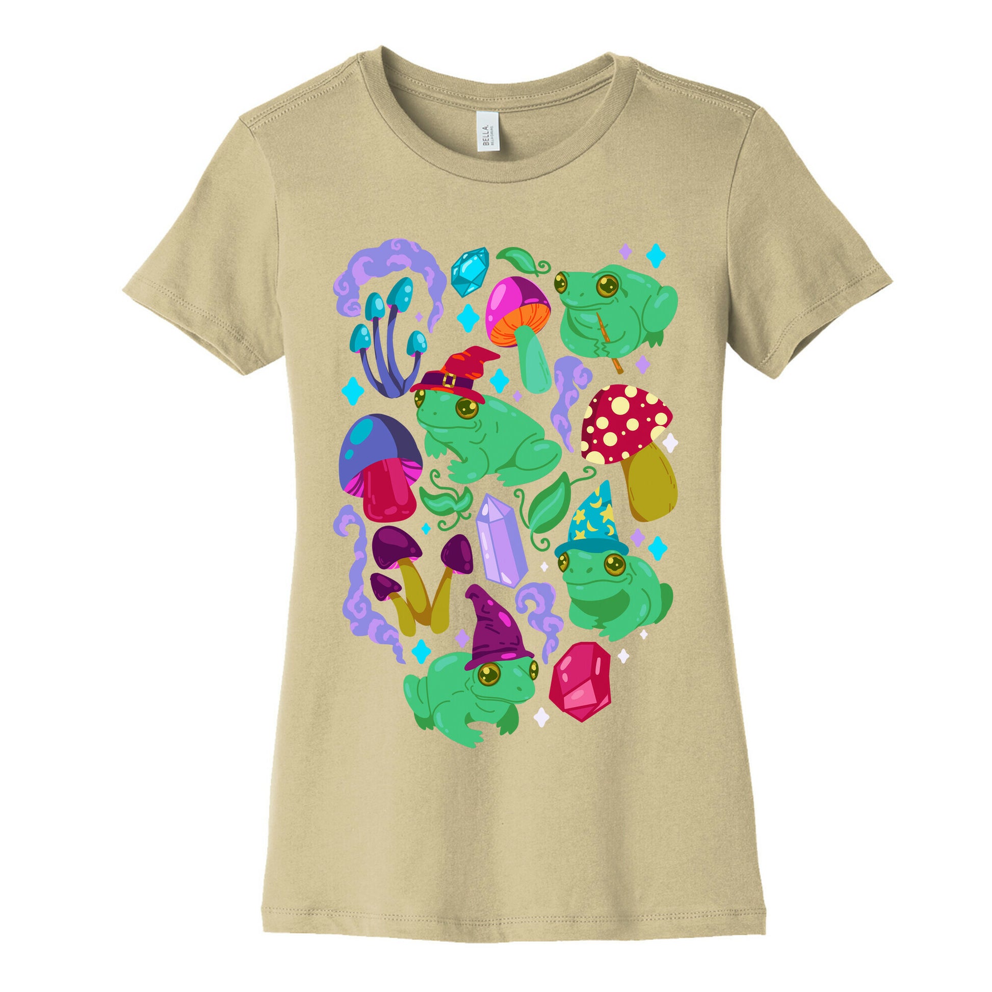 Magical Mushroom Frogs Pattern Women's Cotton Tee