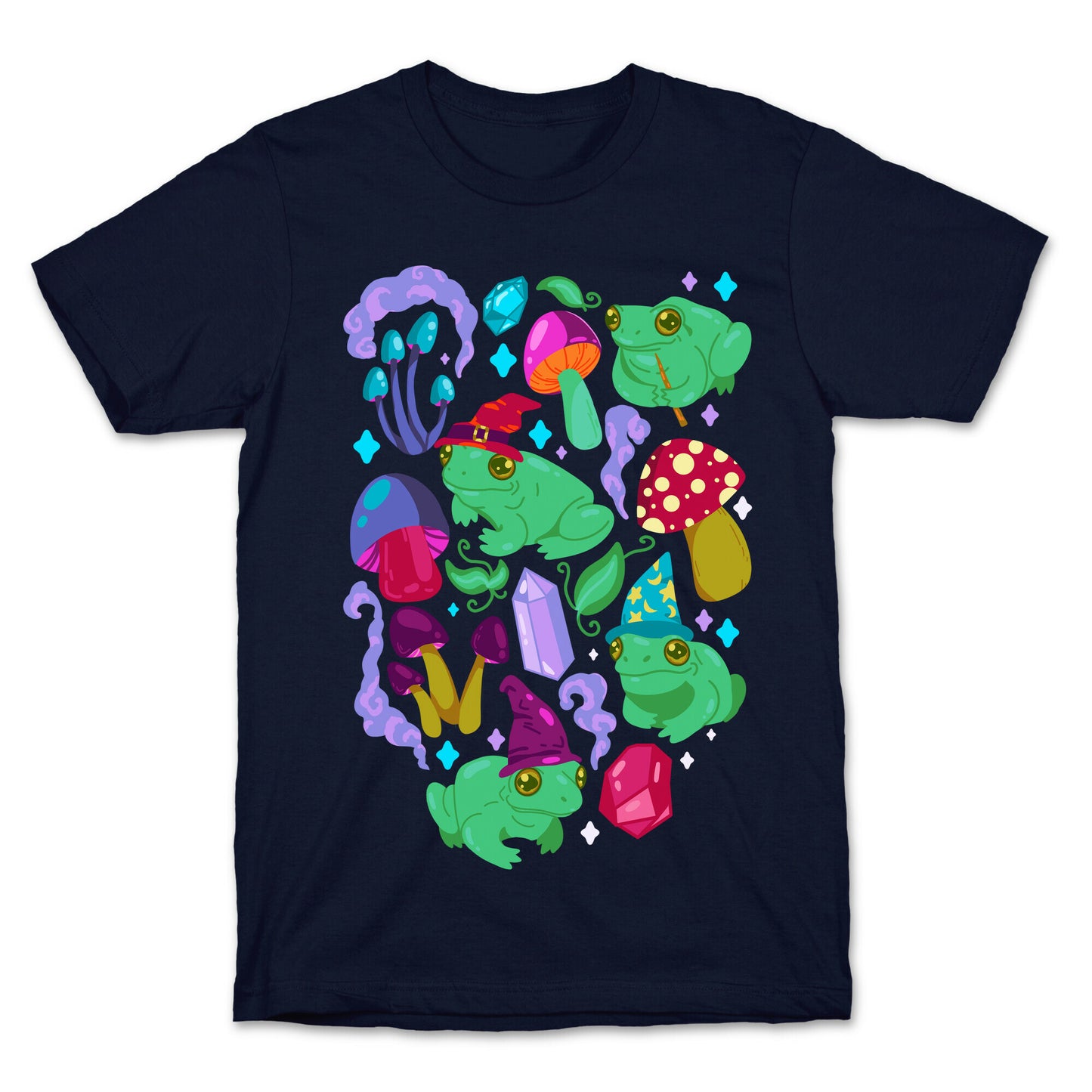 Magical Mushroom Frogs Pattern T-Shirt