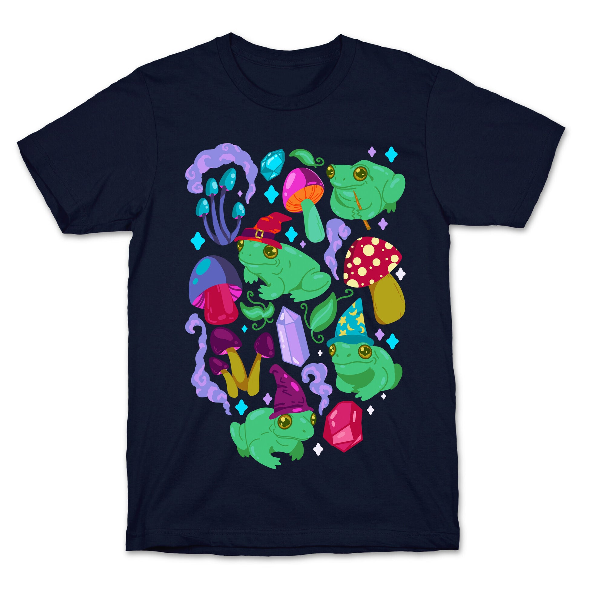 Magical Mushroom Frogs Pattern T-Shirt