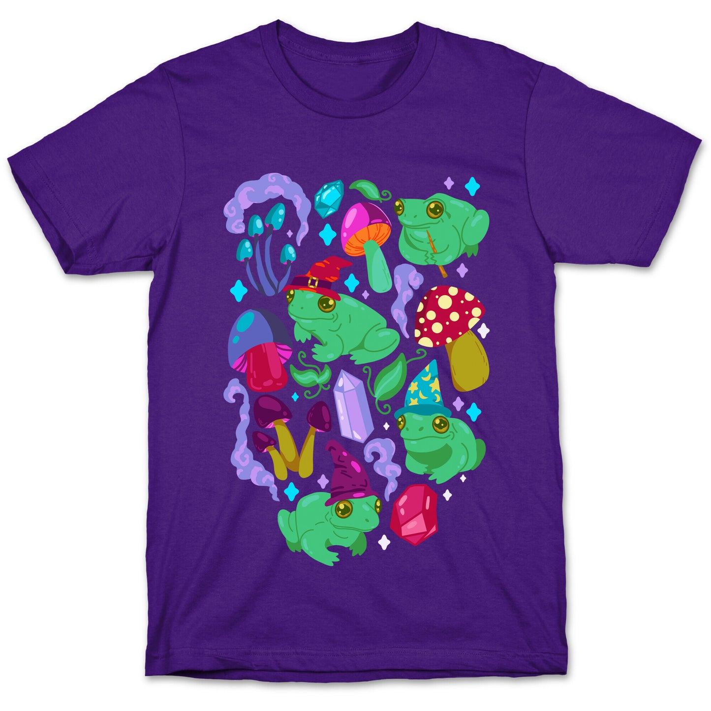 Magical Mushroom Frogs Pattern T-Shirt