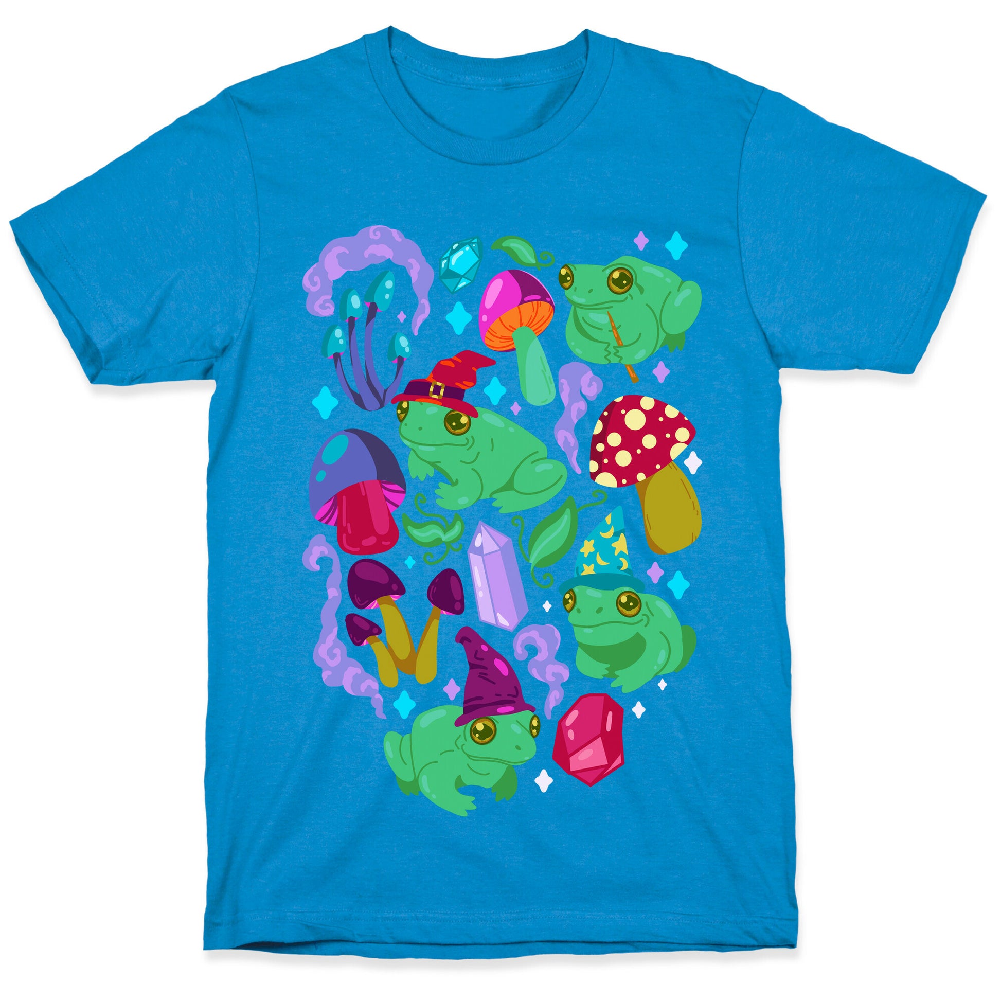 Magical Mushroom Frogs Pattern T-Shirt