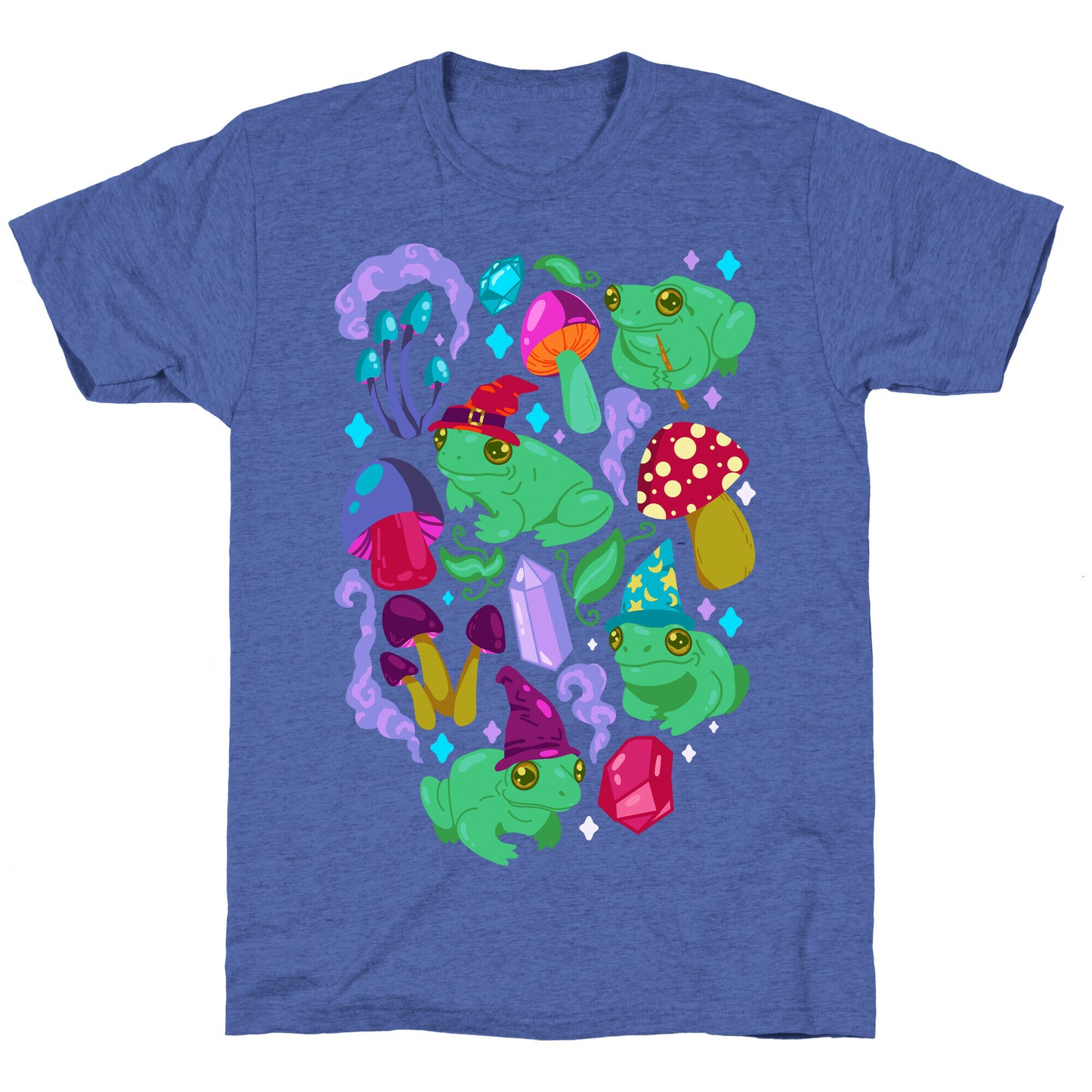 Magical Mushroom Frogs Pattern Unisex Triblend Tee