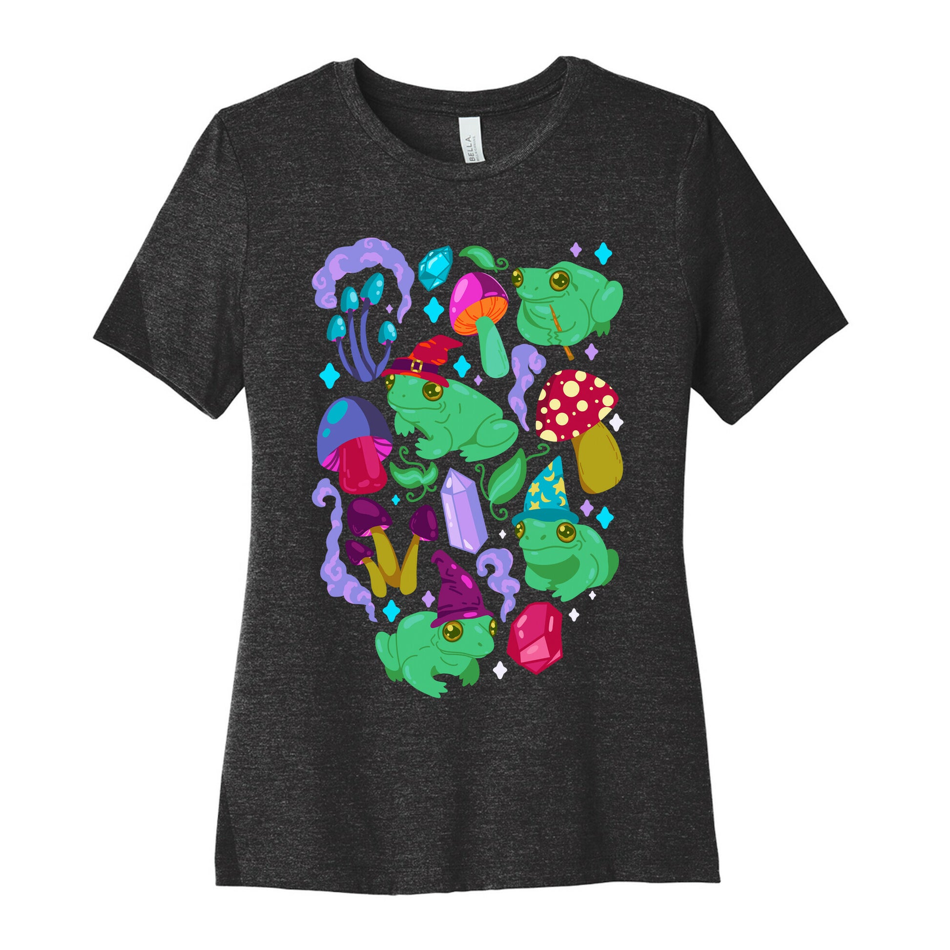 Magical Mushroom Frogs Pattern Women's Cotton Tee