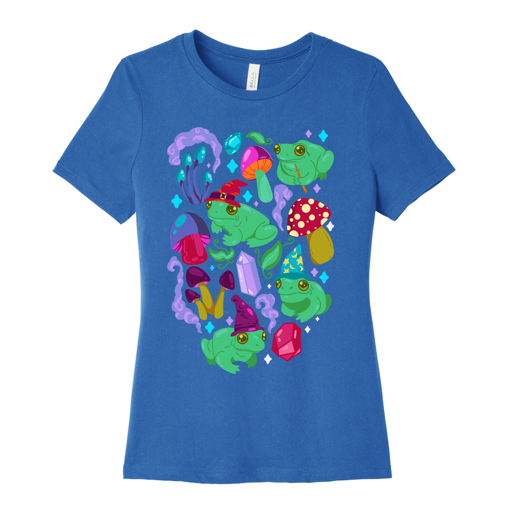 Magical Mushroom Frogs Pattern Women's Cotton Tee