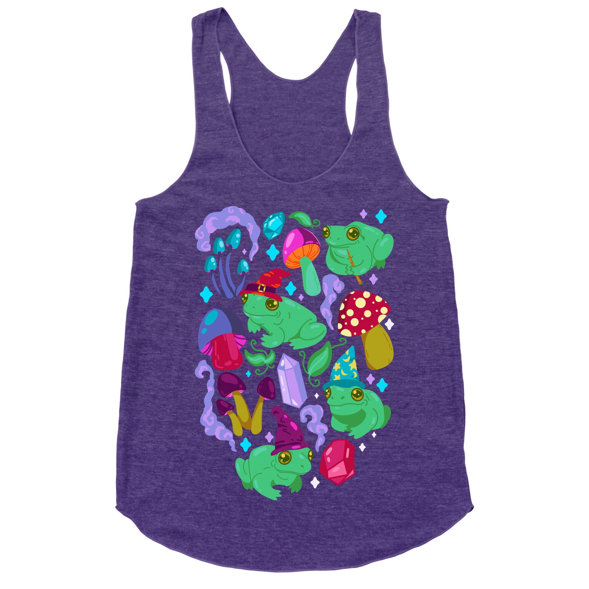 Magical Mushroom Frogs Pattern Racerback Tank