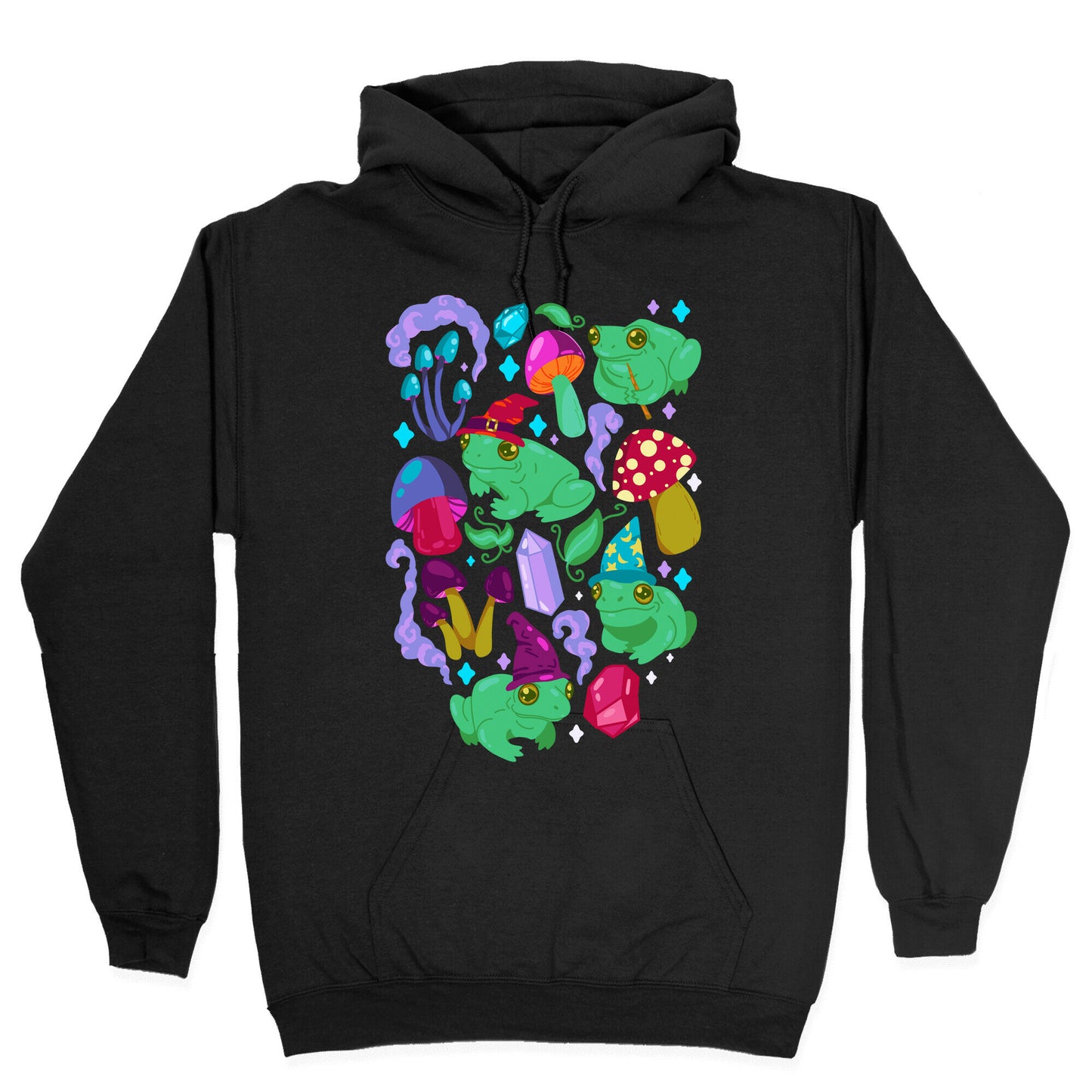 Magical Mushroom Frogs Pattern Hoodie
