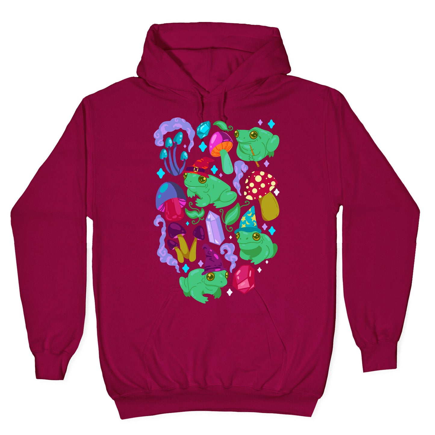 Magical Mushroom Frogs Pattern Hoodie