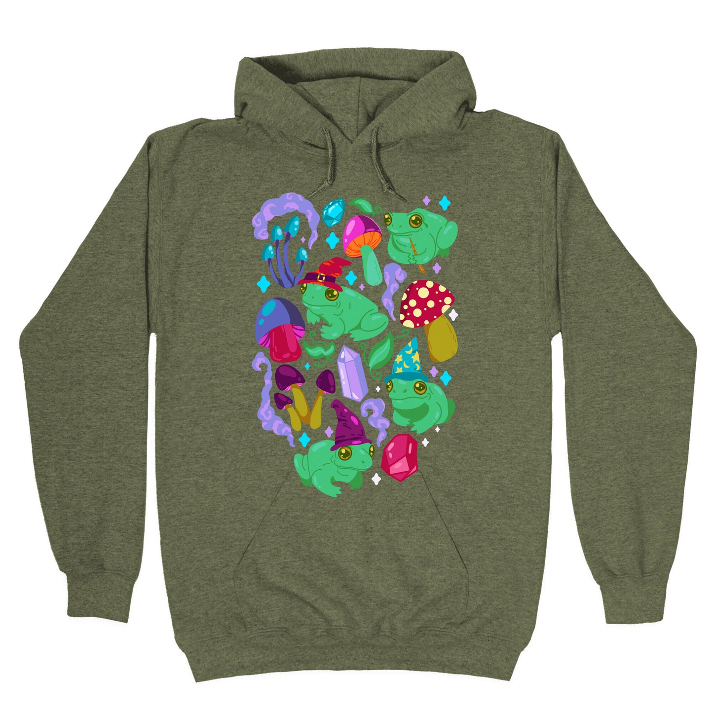 Magical Mushroom Frogs Pattern Hoodie