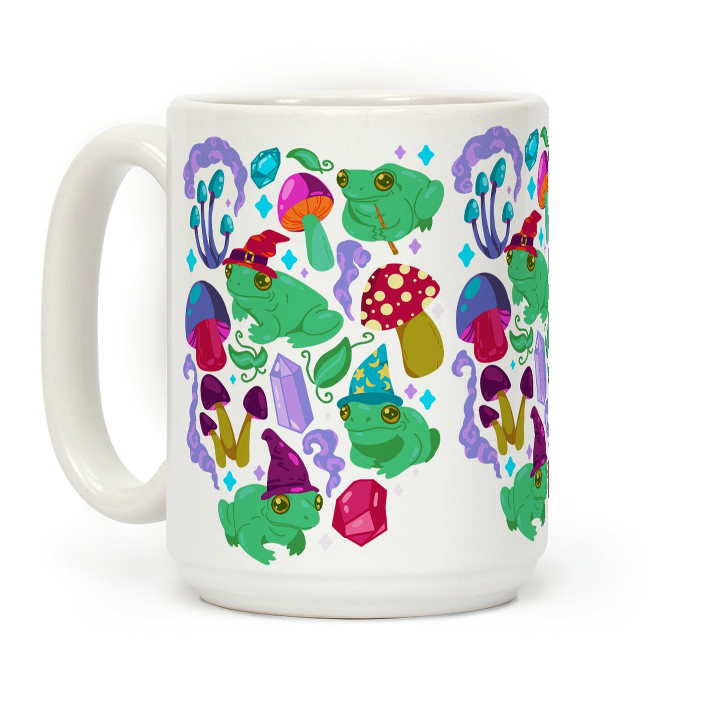 Magical Mushroom Frogs Pattern Coffee Mug